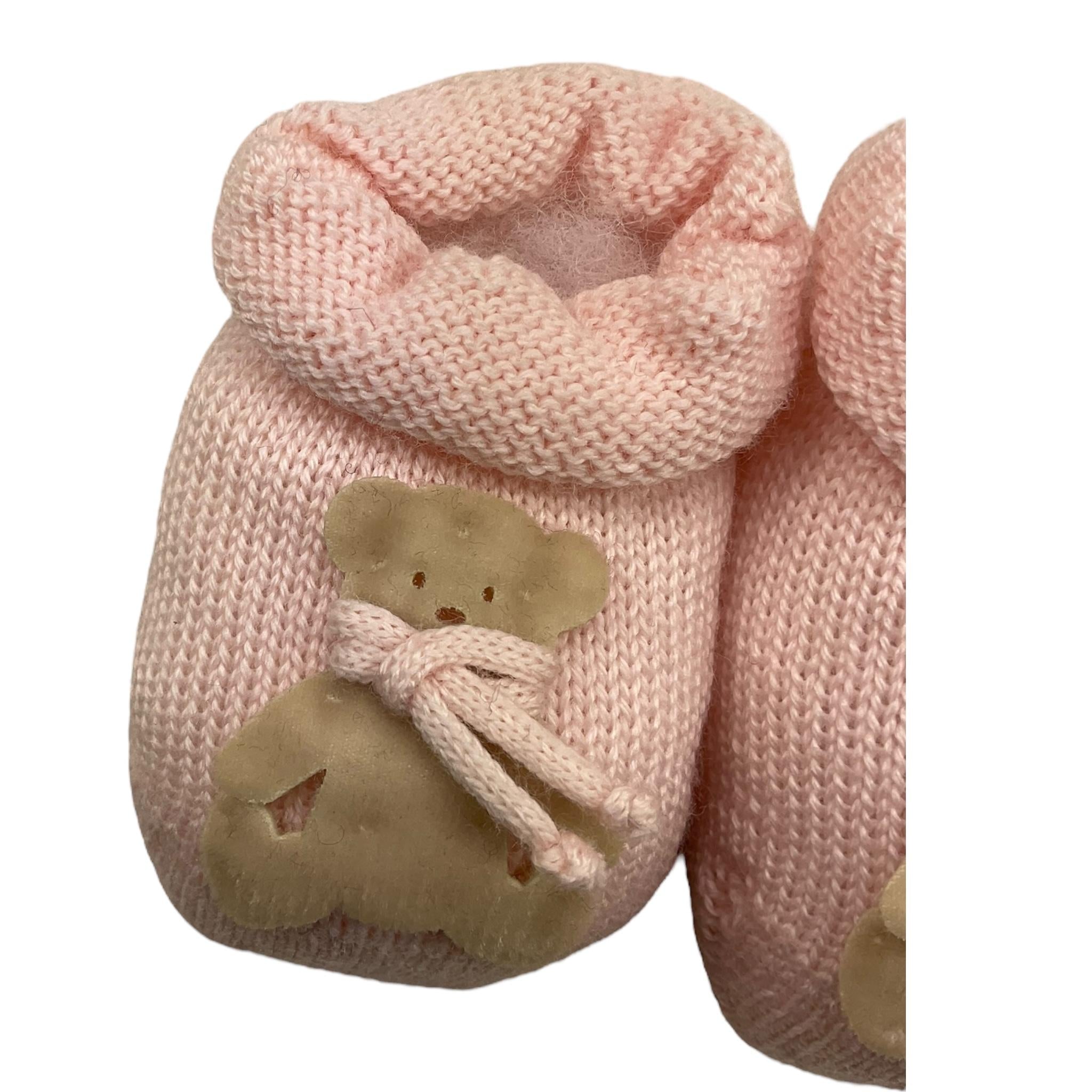 STORY LORIS babbucce tinta unita con orso Rosa per Neonata 3203 ROSA STORY LORIS
