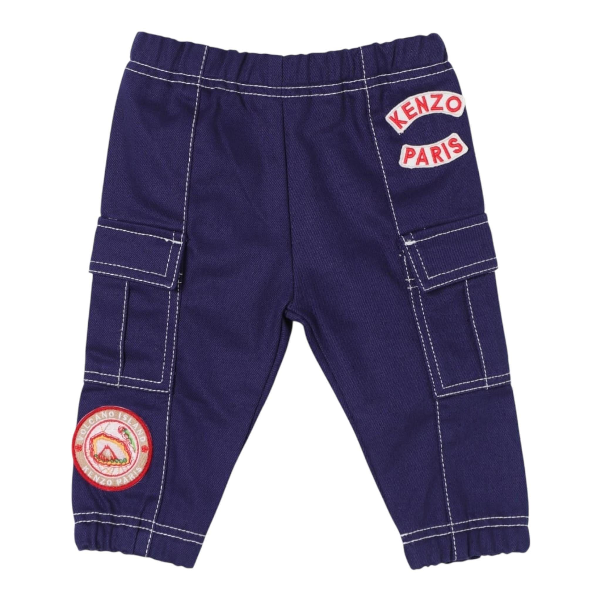 KENZO jeans tinta unita con stampa Blu per Bambino K60512 BLU KENZO