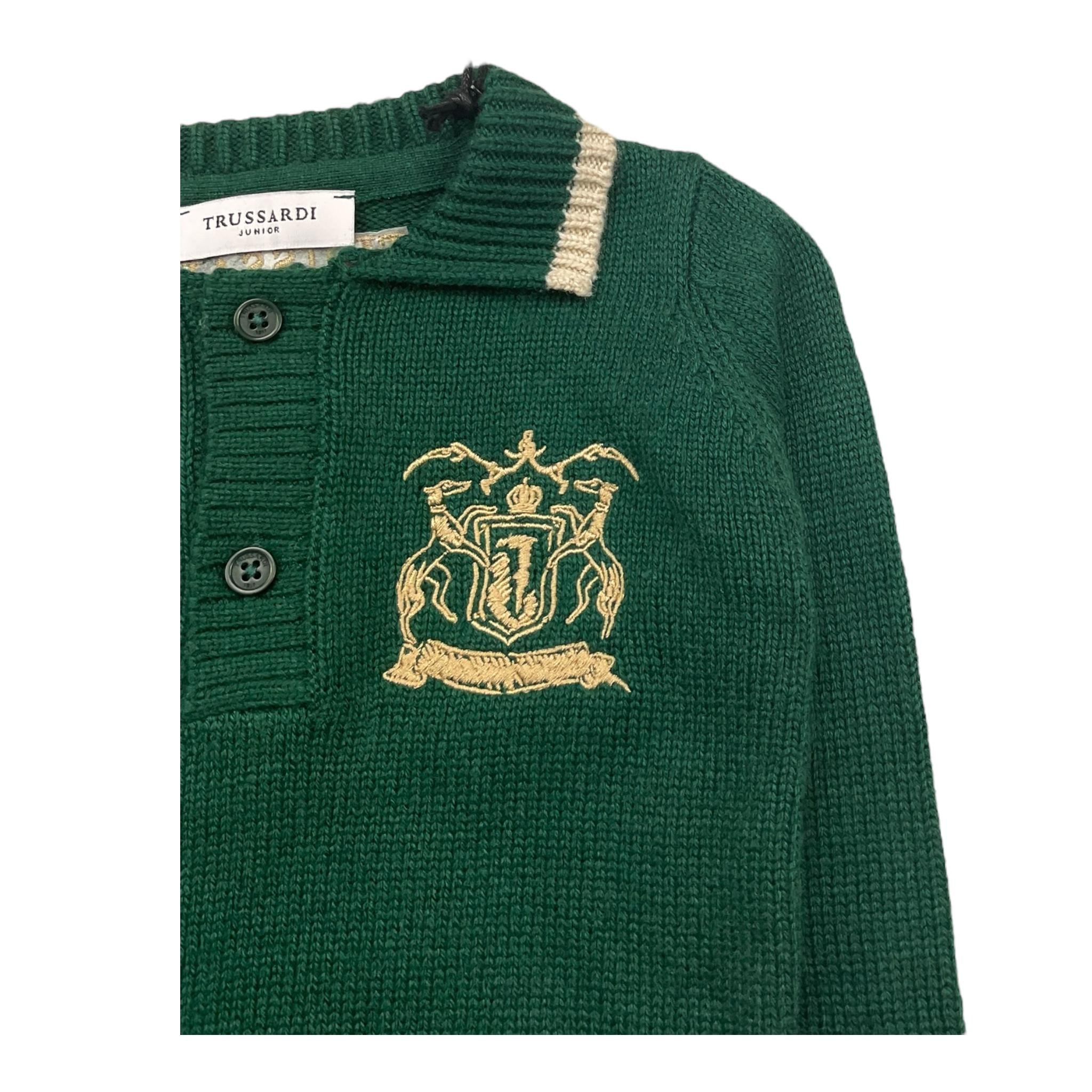 TRUSSARDI polo manica lunga in maglia tinta unita Verde per Neonato TIA25151PO VERDE TRUSSARDI