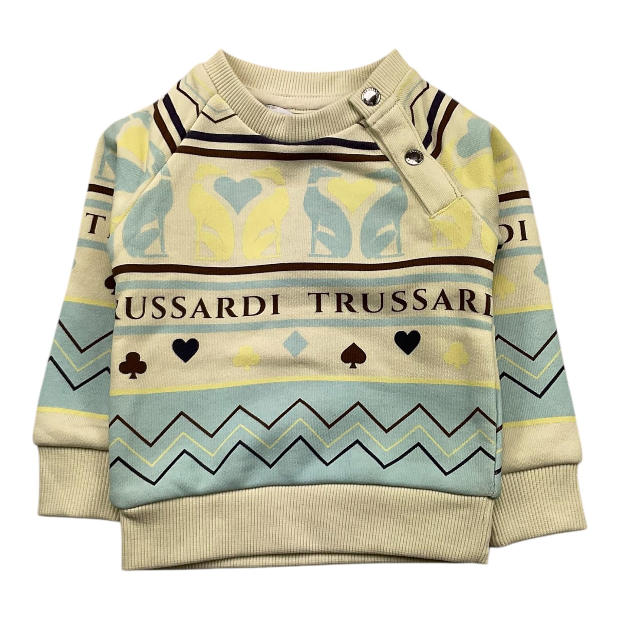 TRUSSARDI felpa chiusa girocollo stampa fantasia Avorio per Neonato TIA25168 AVORIO TRUSSARDI