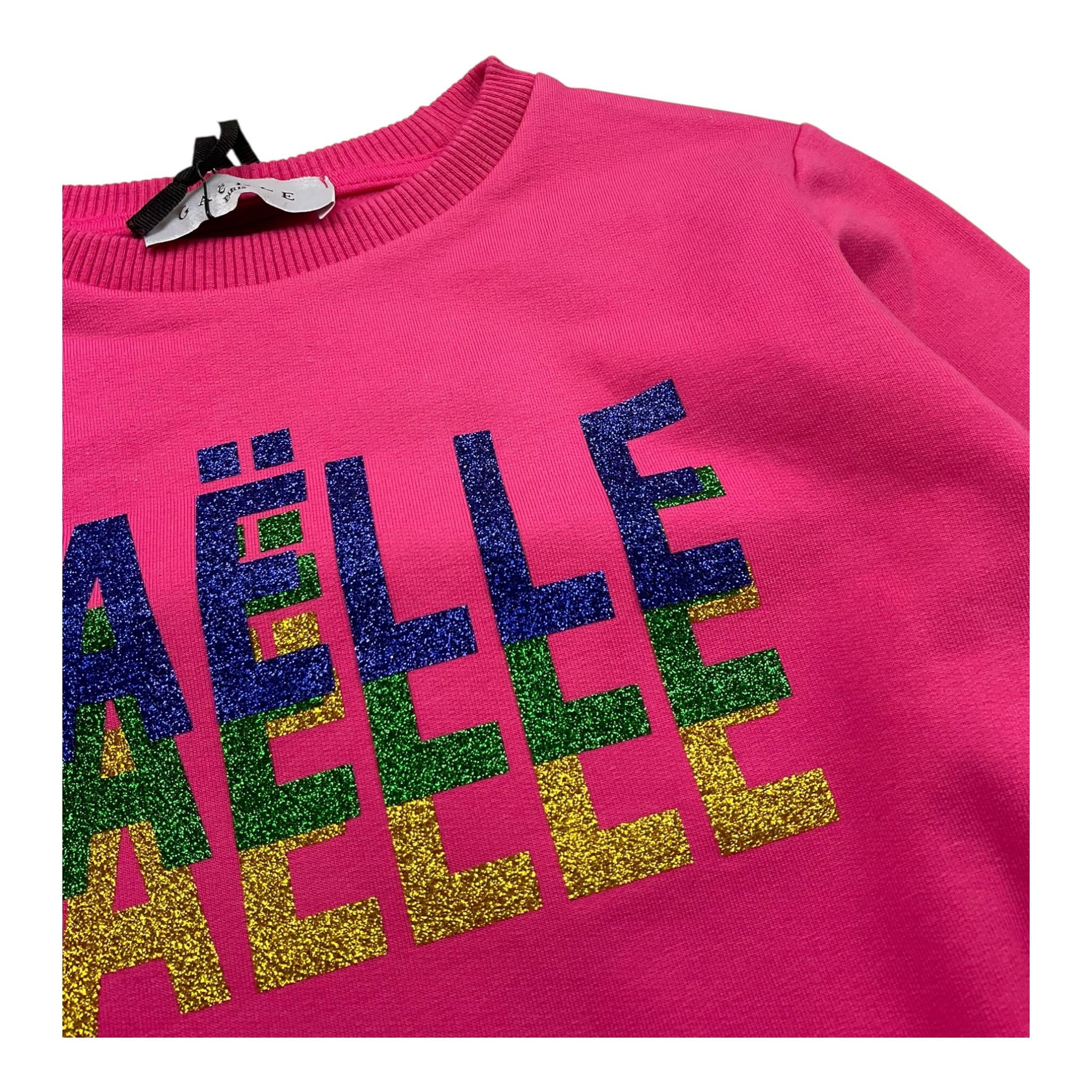GAELLE felpa chiusa girocollo tinta unita con stampa glitterata Fuxia per Bambina 2741F00341XXX FUXIA GAELLE