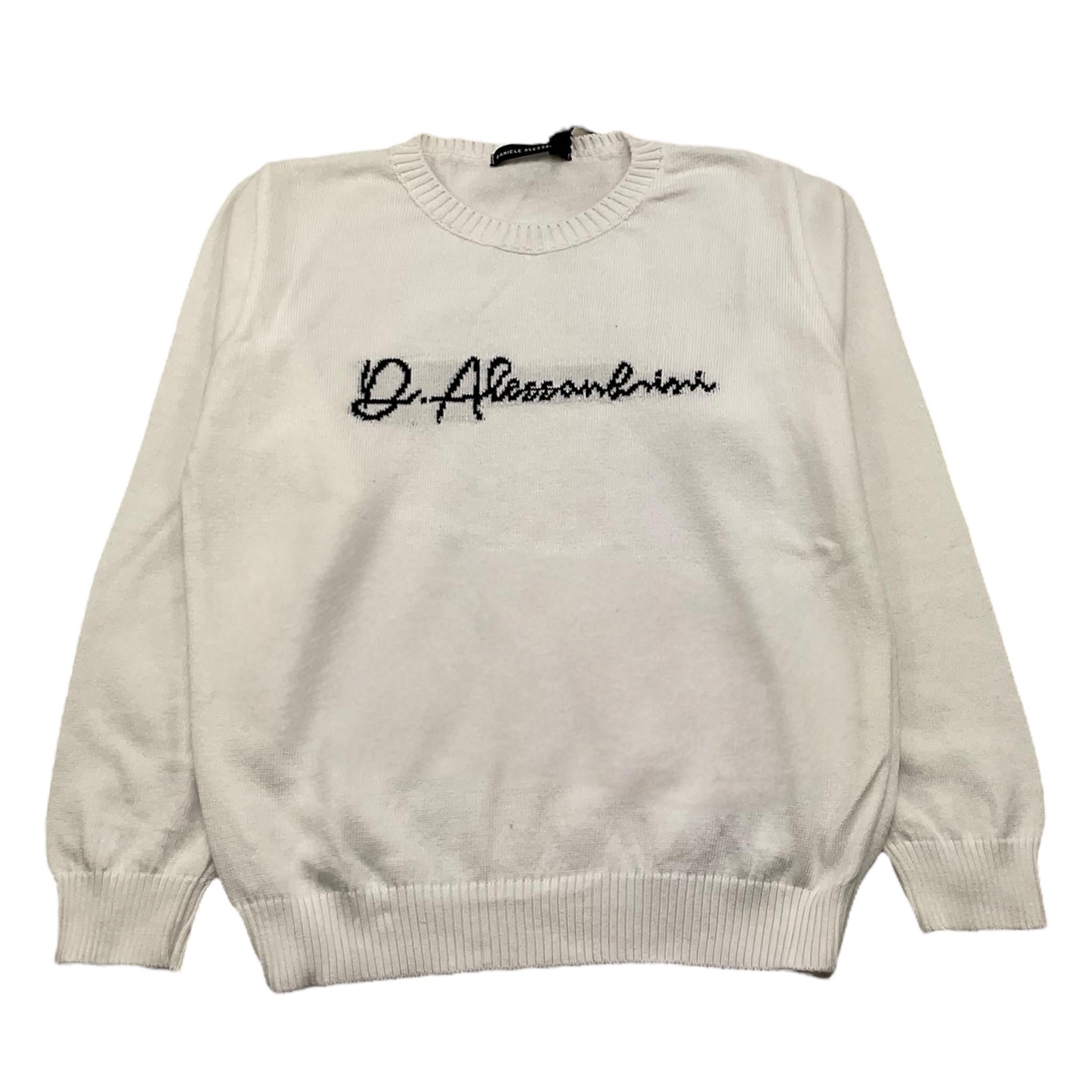 DANIELE ALESSANDRINI maglia girocollo tinta unita con stampa Bianco per Bambino 1291W00040JX BIANCO DANIELE ALESSANDRINI