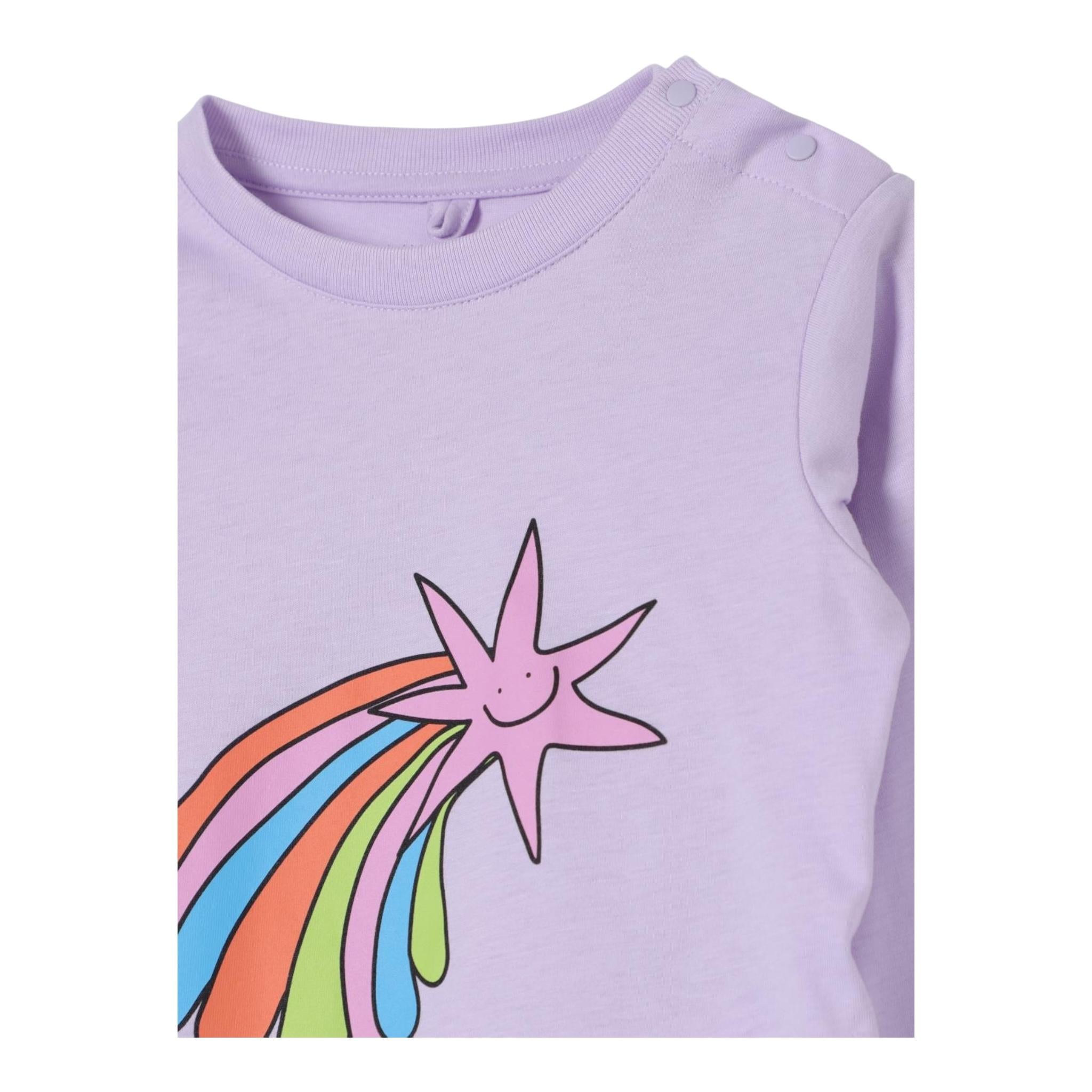 STELLA McCARTNEY shirt girocollo tinta unita con stampa in contrasto Lilla per Neonata TV8010 LILLA STELLA McCARTNEY