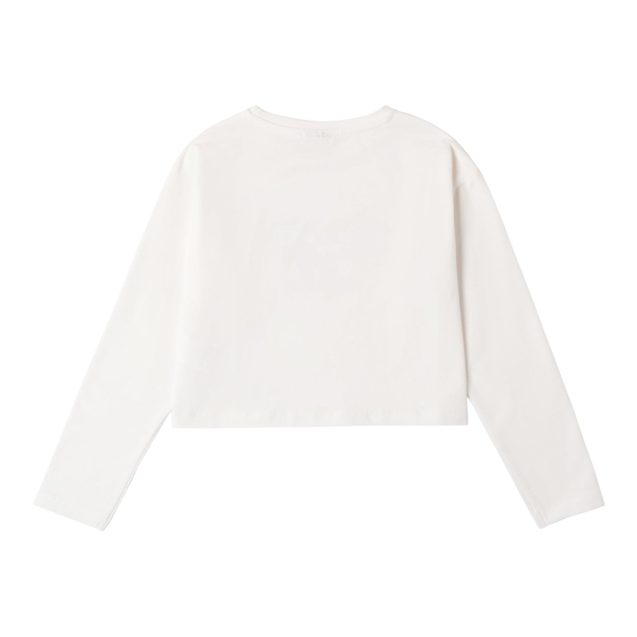 SARABANDA shirt girocollo tinta unita con stampa in contrasto Bianco per Bambina 0A612 BIANCO SARABANDA