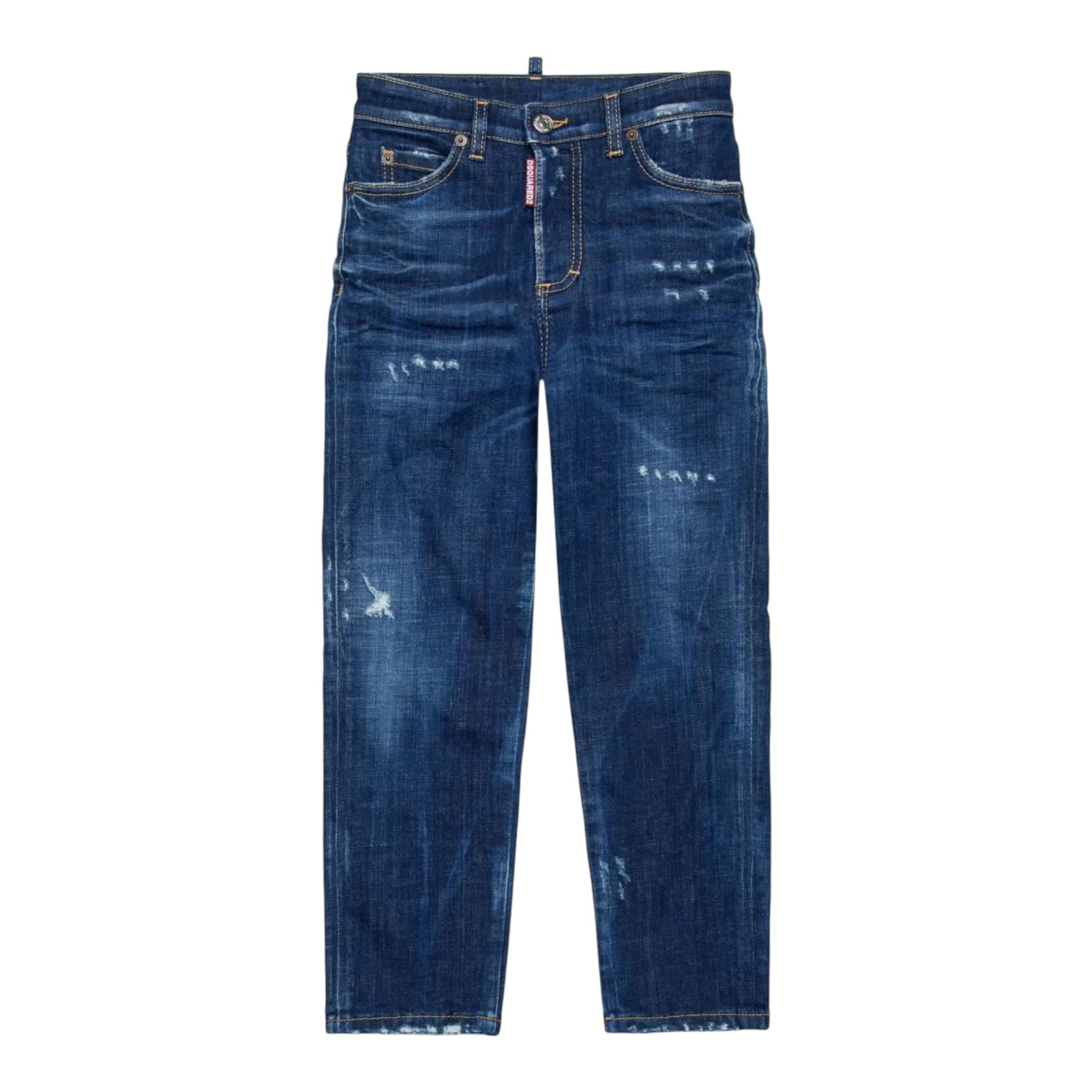 DSQUARED2 jeans tinta unita con strappi Blu per Bambino DQ2241 BLU DSQUARED2