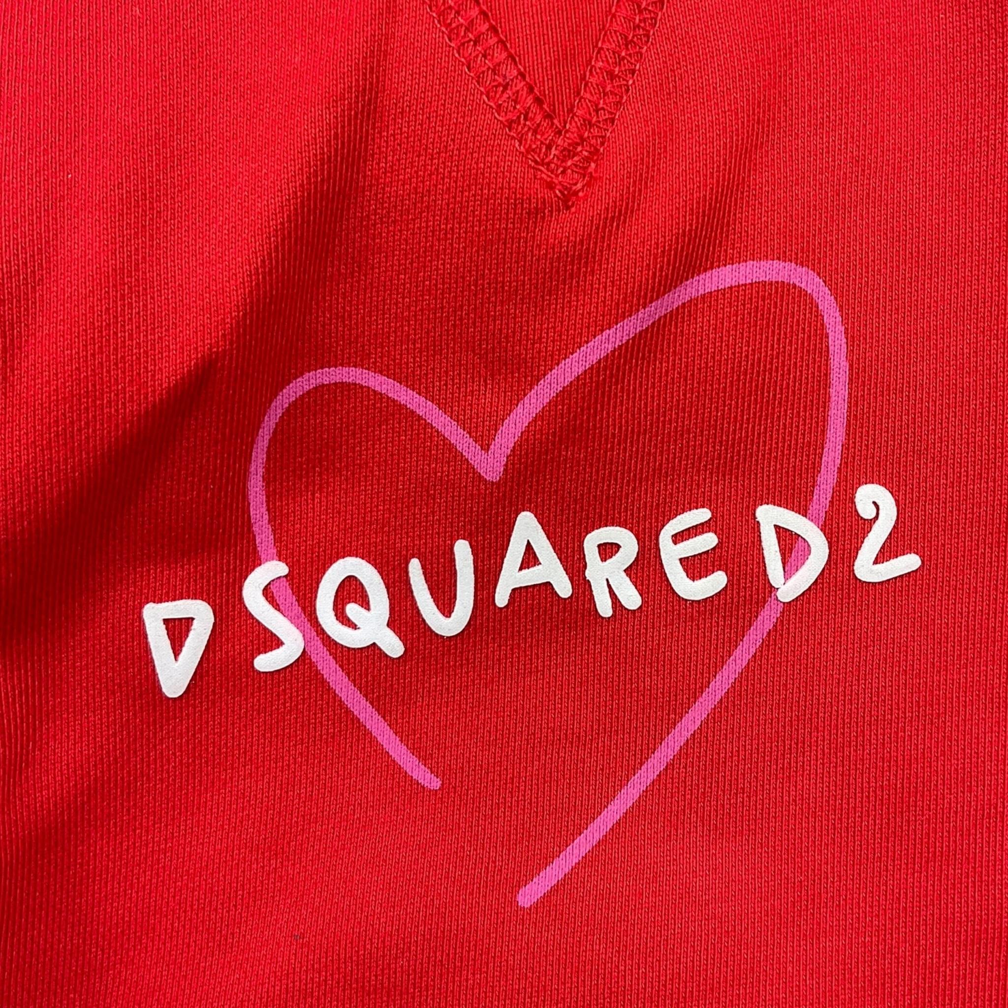 DSQUARED2 felpa chiusa cn cappuccio tinta unita con stampa logo Rosso per Bambina DQ2441X ROSSO DSQUARED2