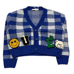 M+E' cardigan bicolore fantasia quadri Blu per Bambina UE0535 BLU M+E'