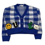 M+E' cardigan bicolore fantasia quadri Blu per Bambina UE0535 BLU M+E'