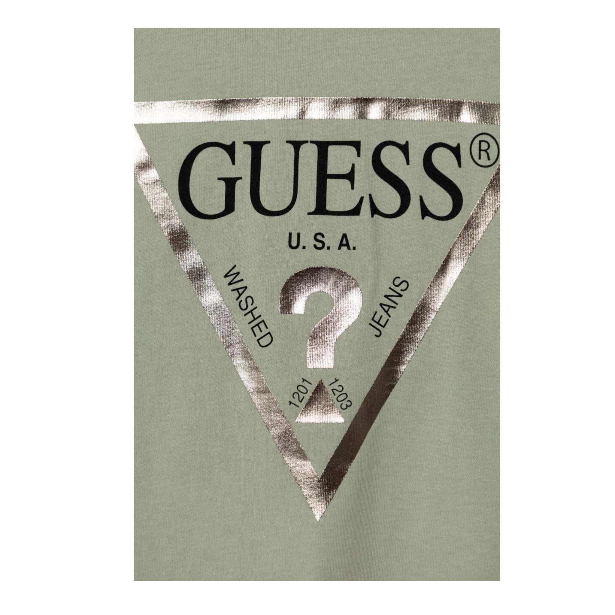 GUESS shirt girocollo tinta unita con stampa Verde per Bambina J84I36K8HM0XX VERDE GUESS