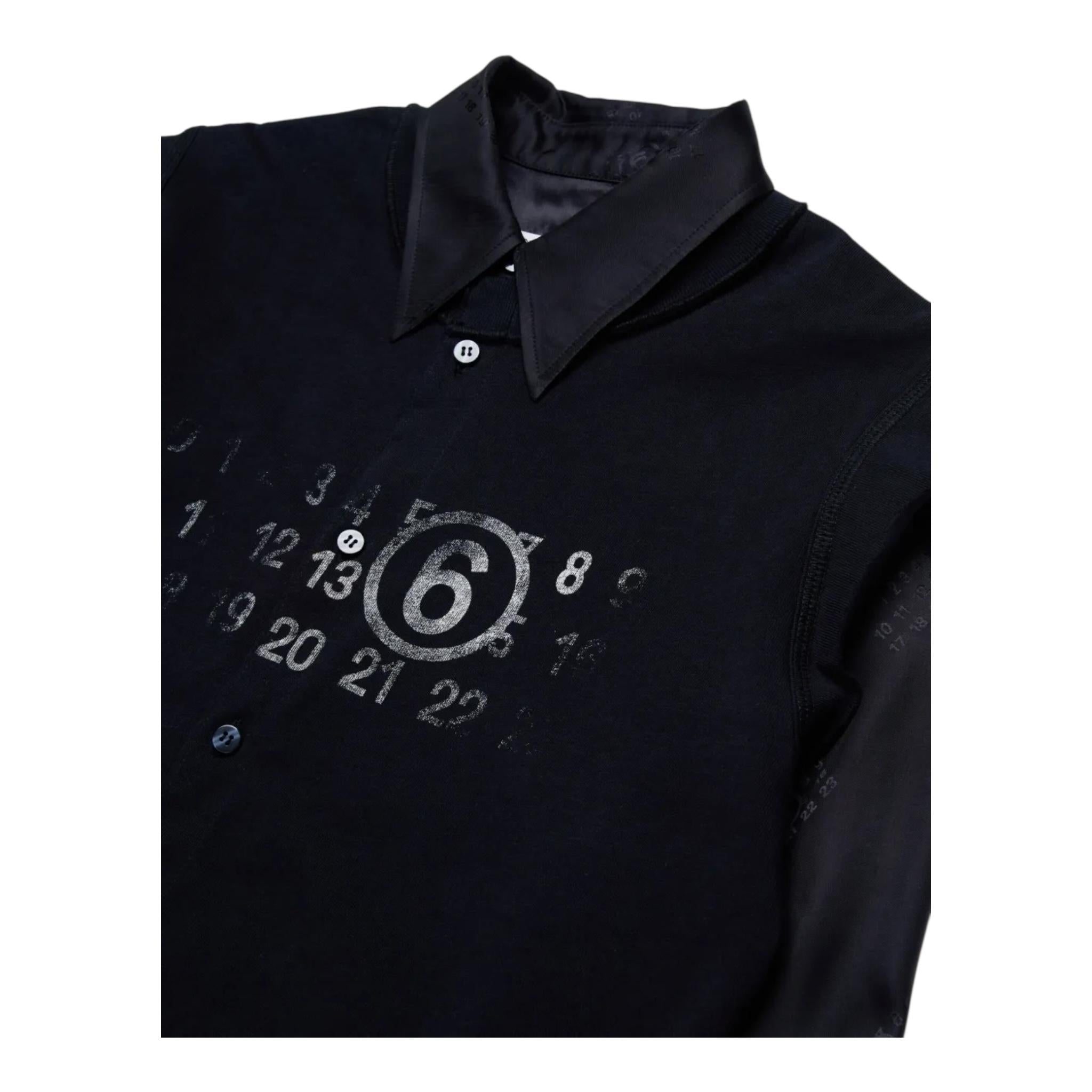 MAISON MARGIELA camicia manica lunga tinta unita con logo Nero per Bambino M60657 NERO MAISON MARGIELA