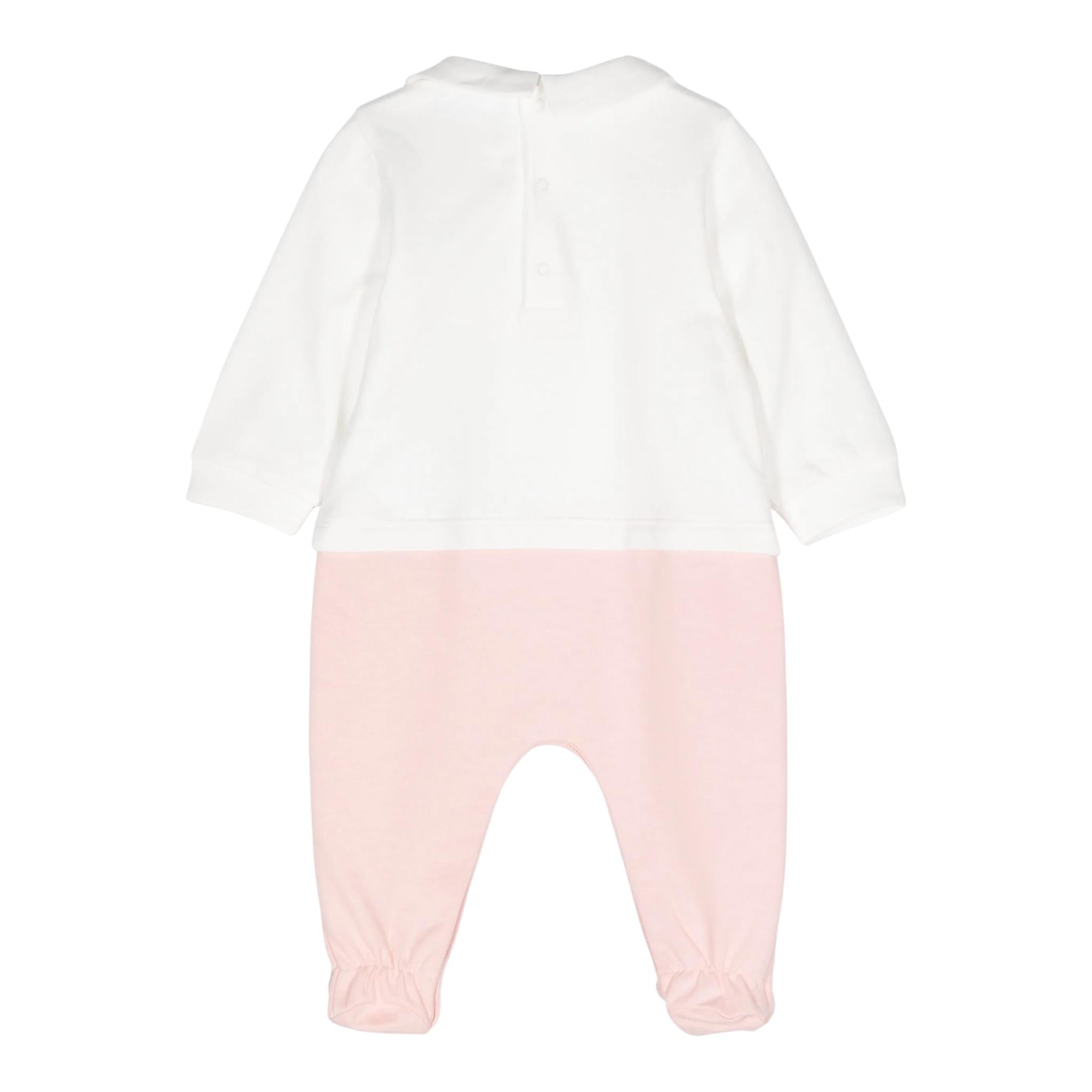 MOSCHINO tutina bicolore manica lunga con stampa orso Bianco/rosa per Neonata MUY06Z BIANCO/ROSA MOSCHINO