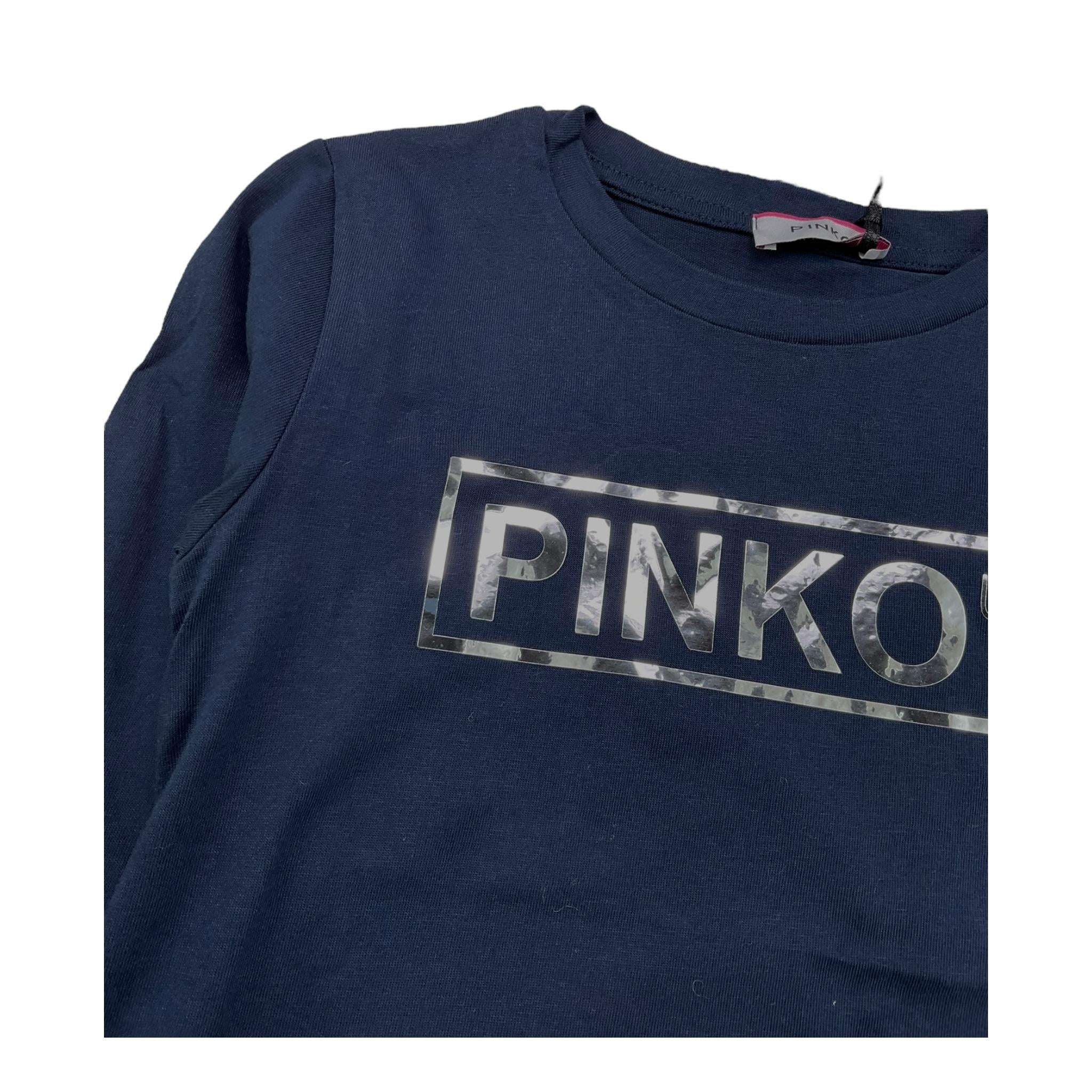 PINKO shirt girocollo tinta unita con logo Blu per Bambina 028923X BLU PINKO