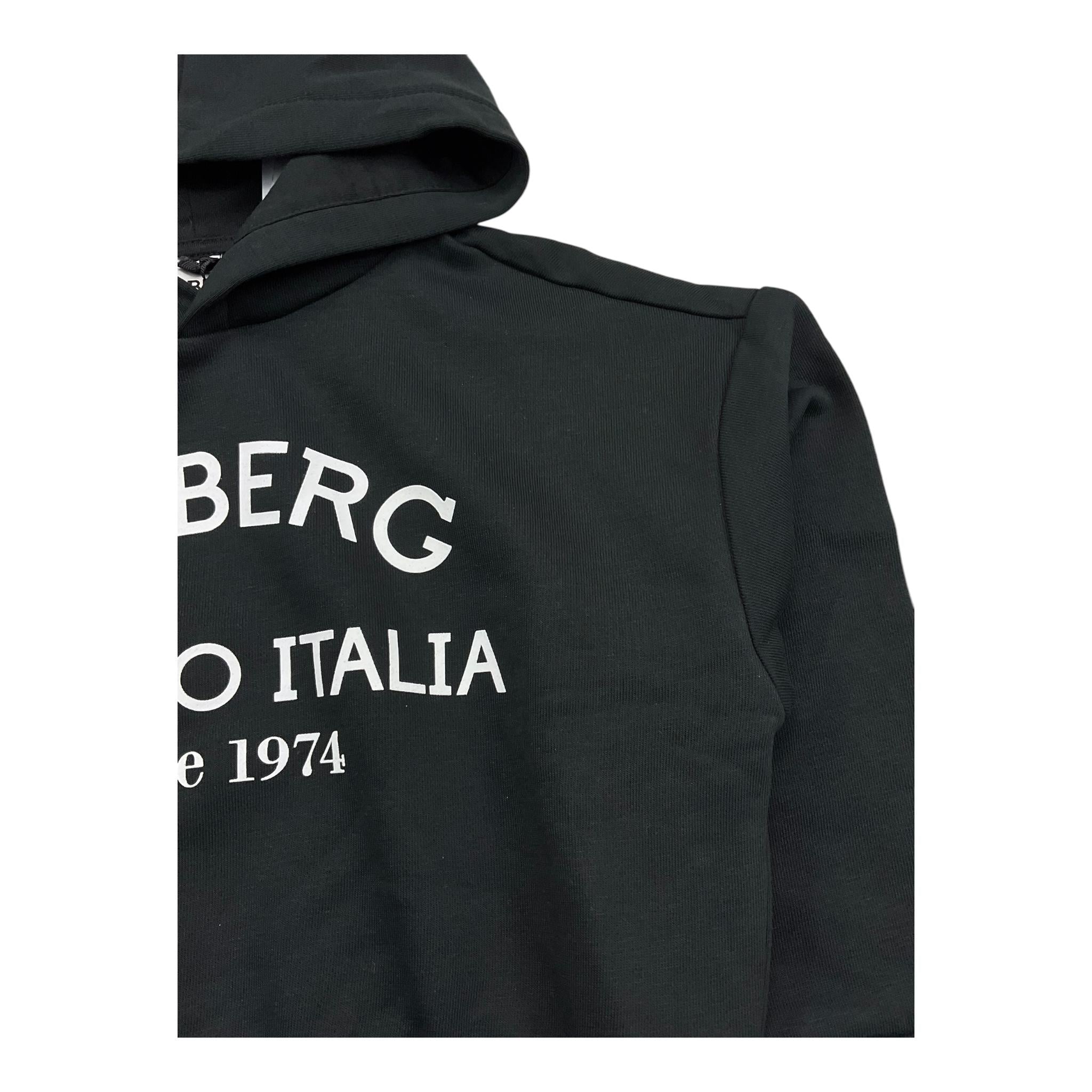 ICEBERG felpa chiusa con cappuccio tinta unita con stampa logo Nero per Bambina MFICE5336J NERO ICEBERG