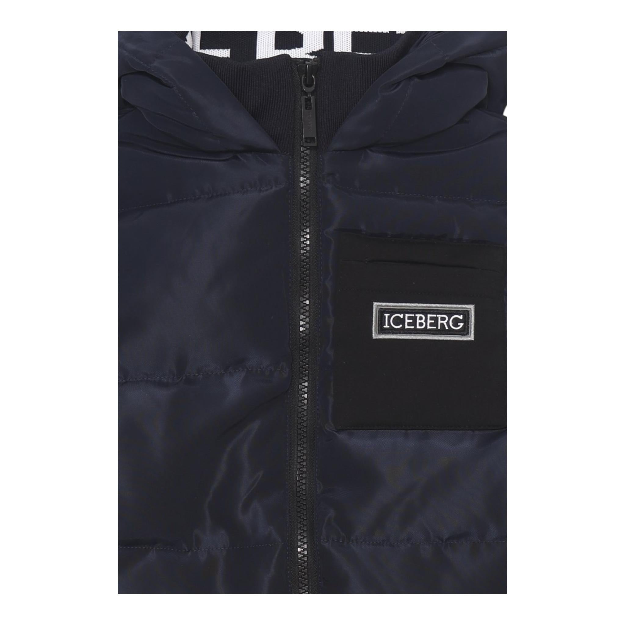 ICEBERG giubbino tinta unita con zip e cappuccio Blu per Neonato GBICE5303B BLU ICEBERG
