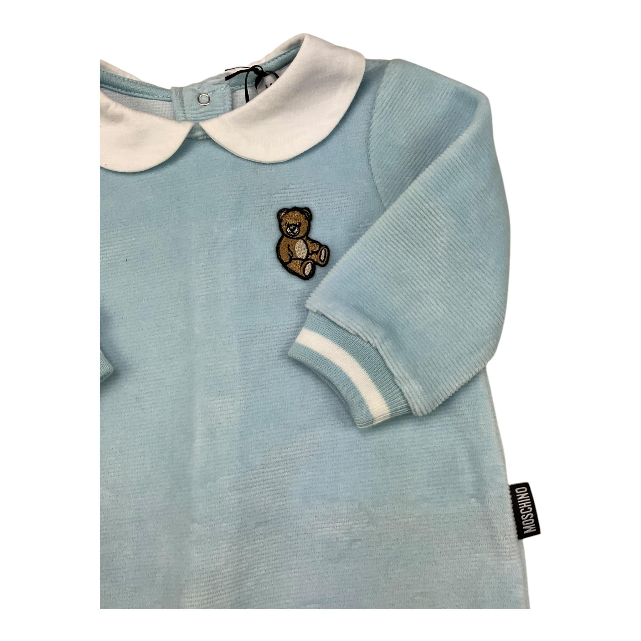 MOSCHINO set tutina-cappello tinta unita Azzurro per Neonato MUY08K AZZURRO MOSCHINO