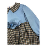 AMBARABA' abito manica lunga bicolore  Azzurro per Bambina FF38025 AZZURRO AMBARABA'