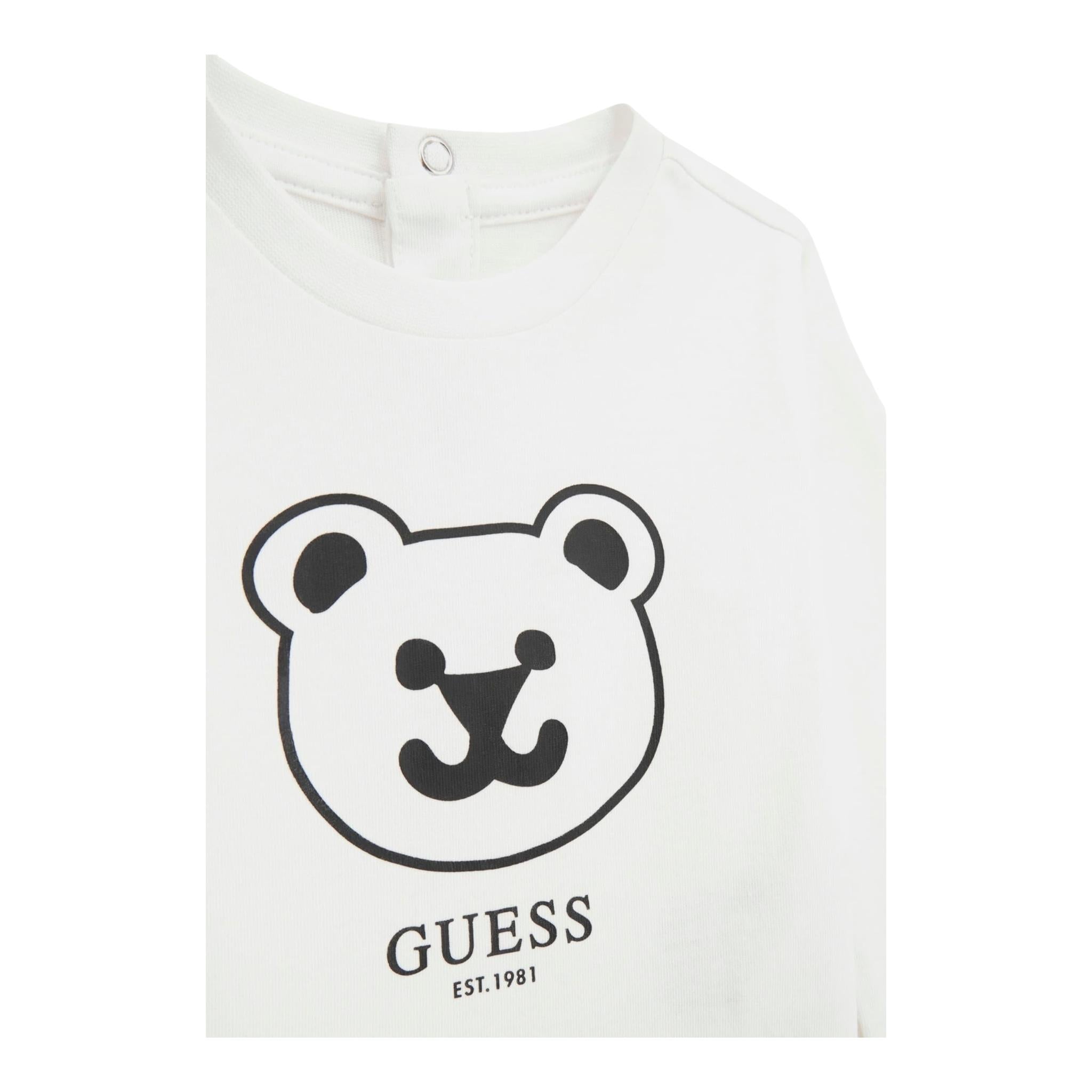 GUESS shirt girocollo tinta unita ocn logo Bianco per Neonato I4YI01K8HM4XX BIANCO GUESS