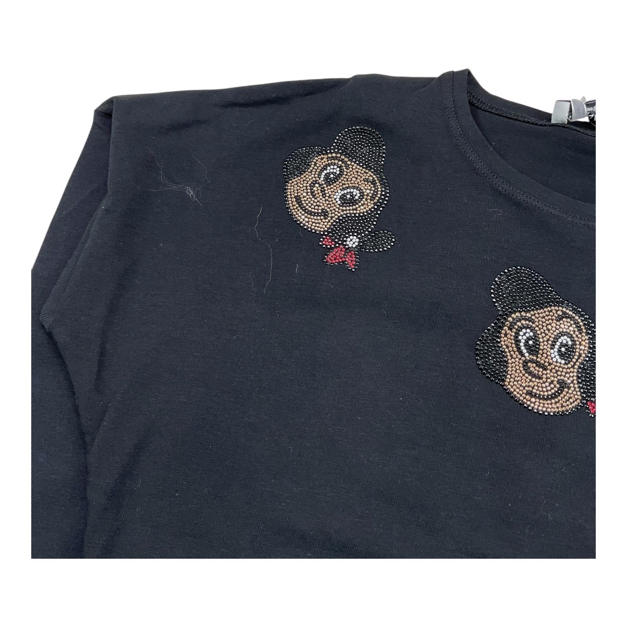 MONNALISA shirt girocollo tnta unita stampa brillantinata Nero per Bambina SHMNN NERO MONNALISA