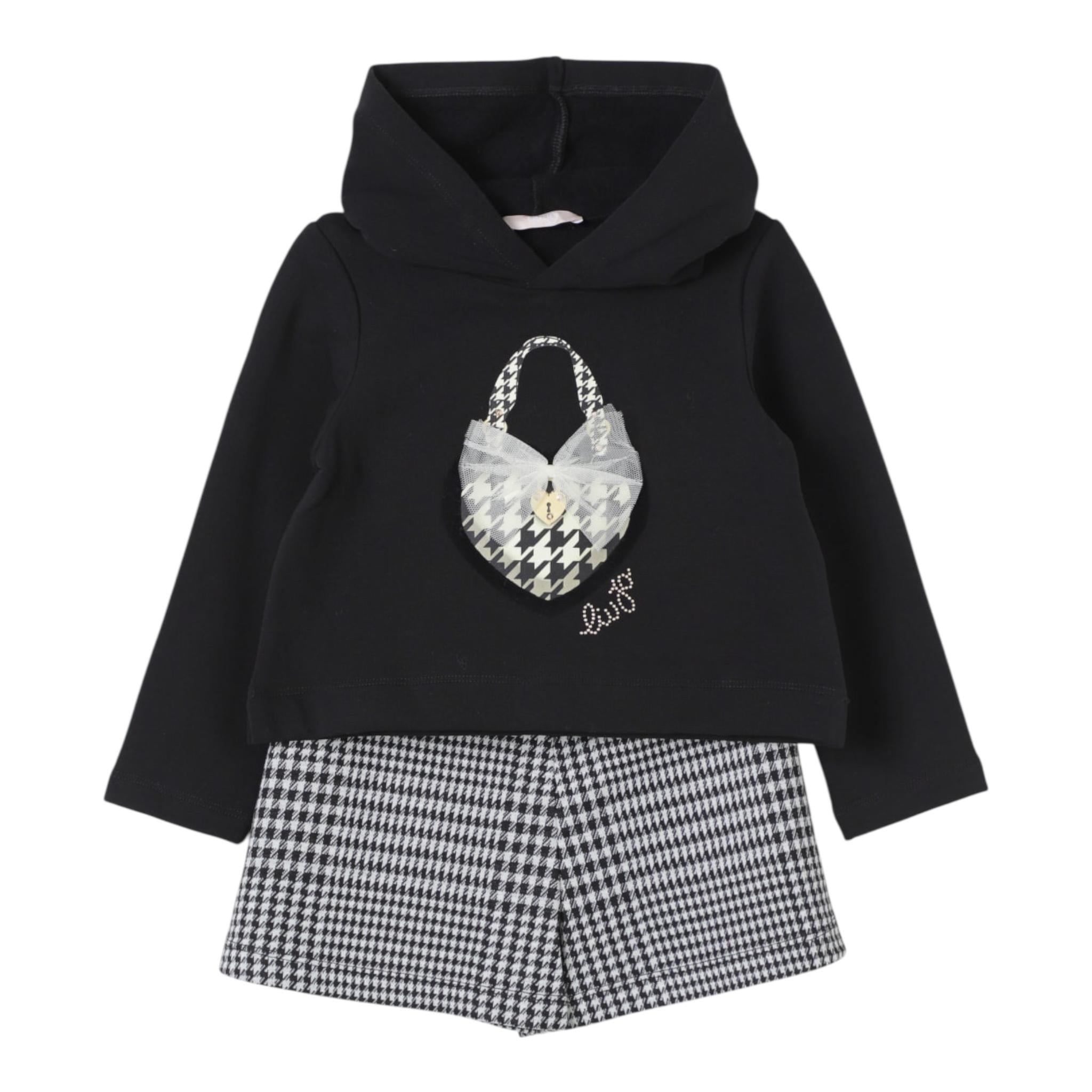 LIU JO completo 2pz felpa-short bicolore Bianco/nero per Bambina KF4112J4794 BIANCO/NERO LIU JO