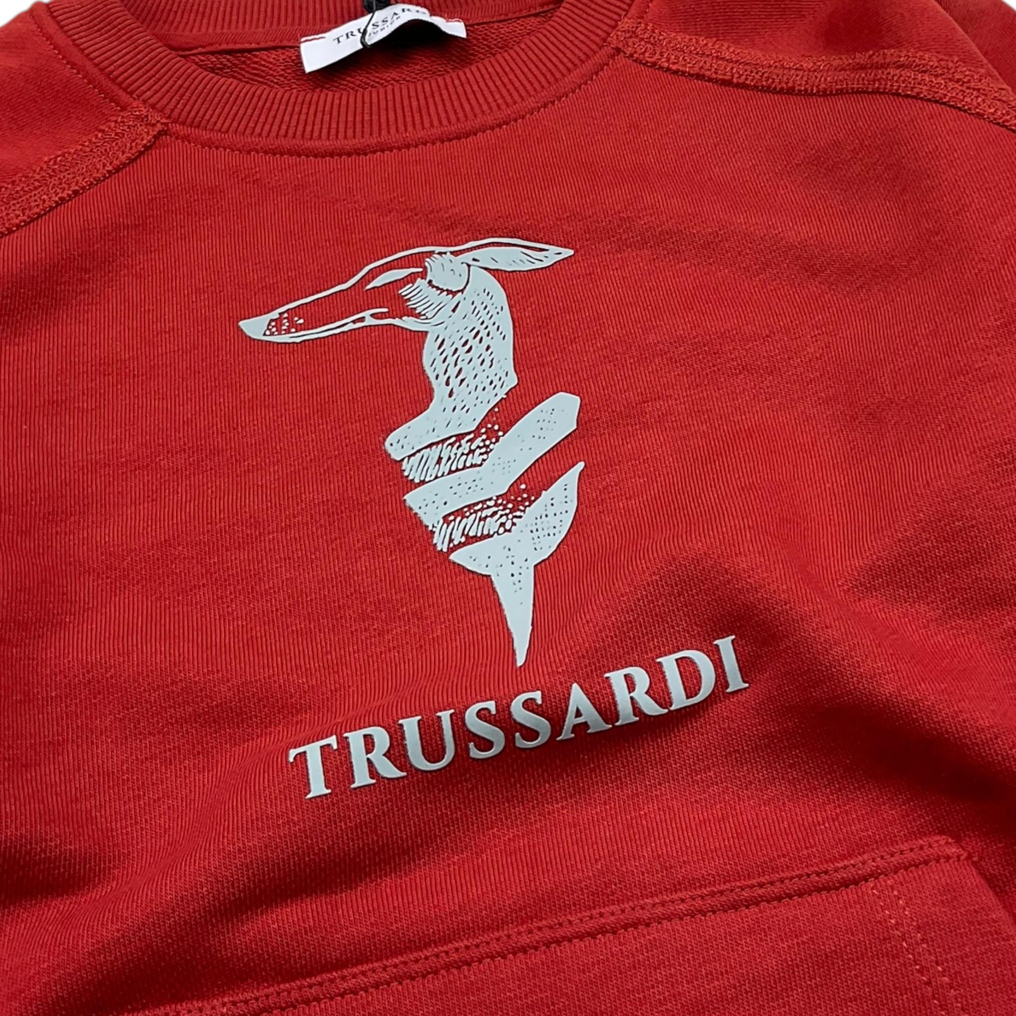 TRUSSARDI felpa girocollo tinta unita con stampa in contrasto Rosso per Bambino TBA25079FE ROSSO TRUSSARDI