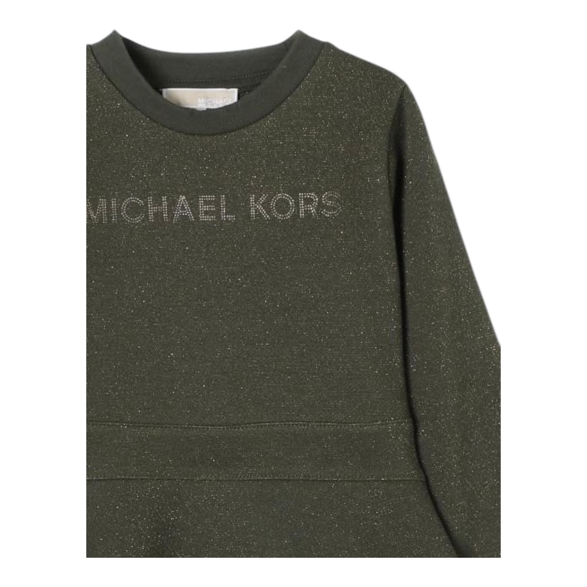 MICHAEL KORS abito girocollo tinta unita con sampa Verde per Bambina R30166 VERDE MICHAEL KORS