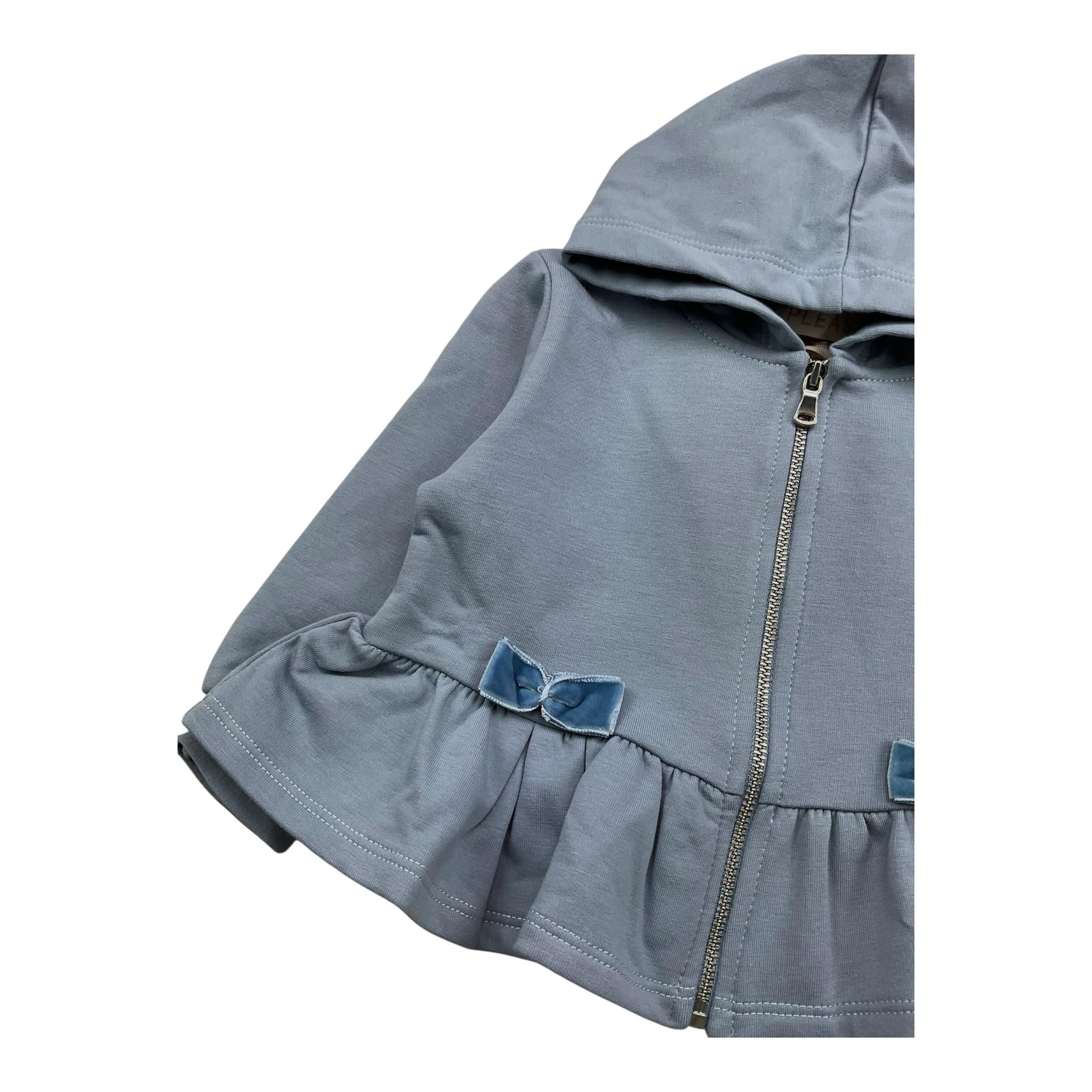 PLEASE felpa con zip e cappuccio tinta unita Azzurro per Neonata LK16042G65 AZZURRO PLEASE