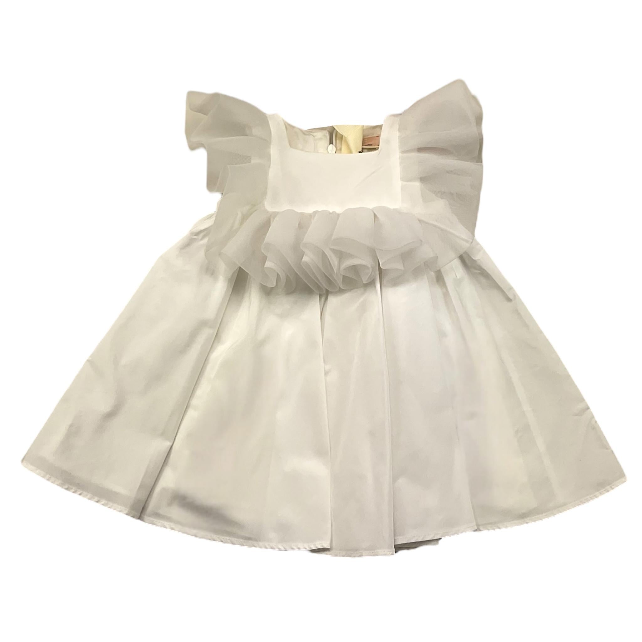 ELISABETTA FRANCHI abito giromanica tinta unita con tulle Bianco per Neonata EGAB165N BIANCO ELISABETTA FRANCHI