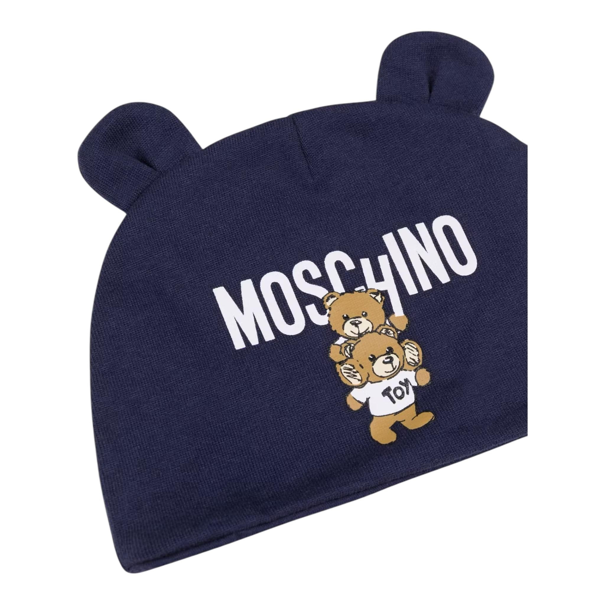 MOSCHINO cappello tinta unita con orecchie Blu per Neonato MUX04V BLU MOSCHINO
