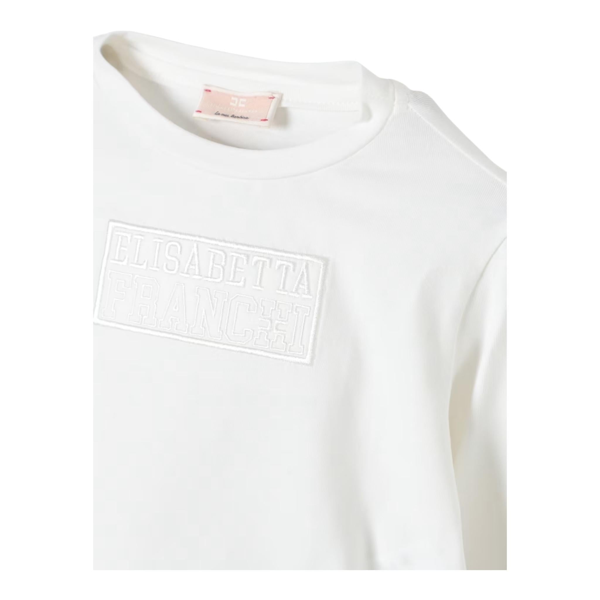 ELISABETTA FRANCHI shirt girocollo tinta unita con stampa Bianco per Bambina EFTS224XX BIANCO ELISABETTA FRANCHI