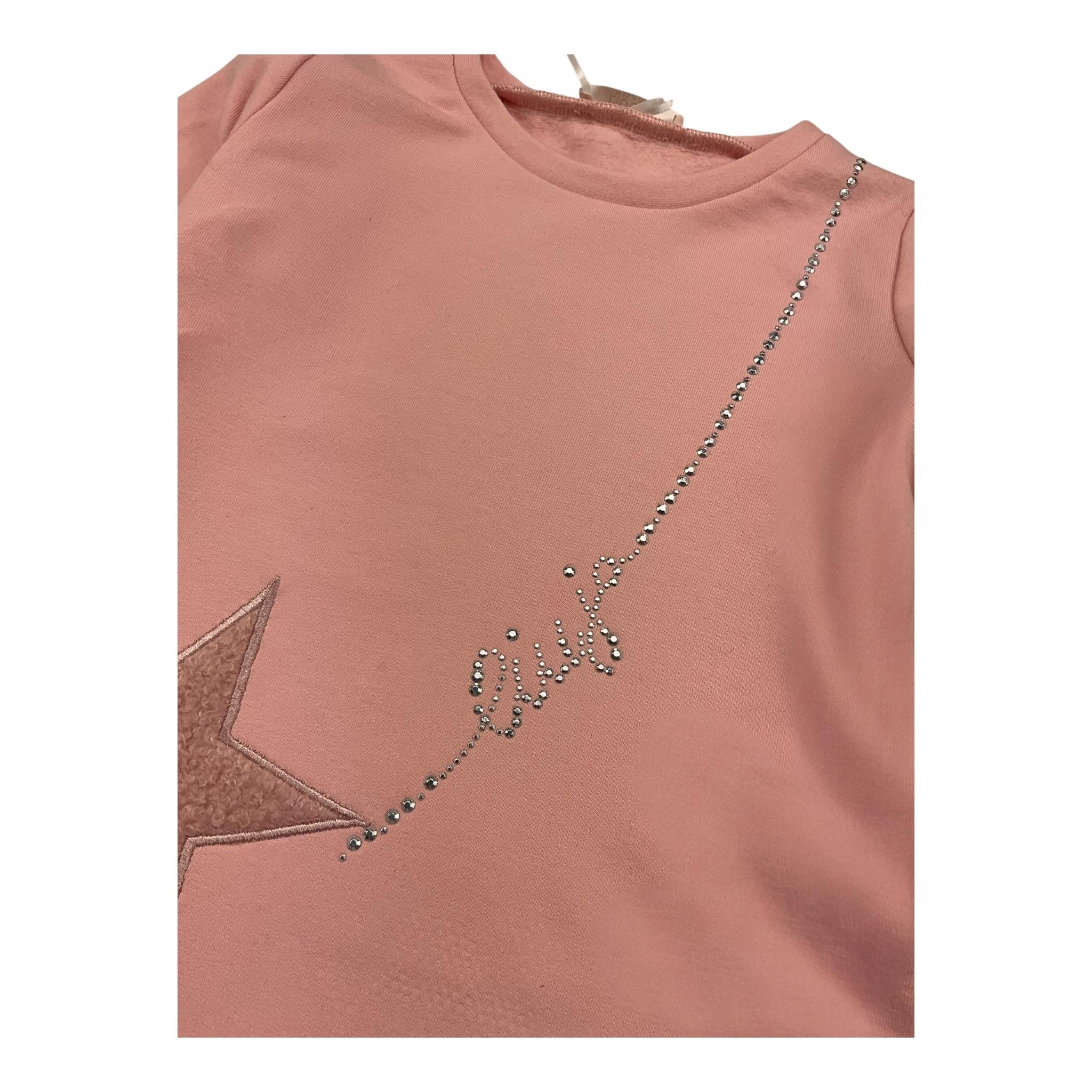 LIU JO abito in felpa girocollo tinta unita con stampa Rosa per Bambina KF4070X ROSA LIU JO