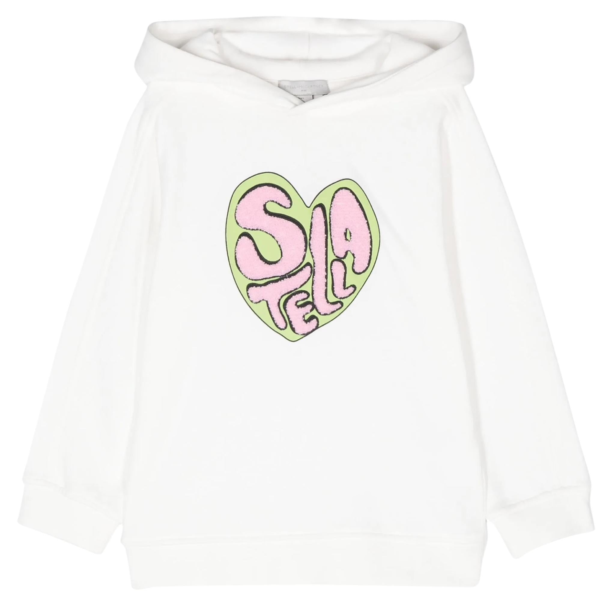 STELLA McCARTNEY felpa chiusa con cappuccio tinta unita con stampa Bianco per Neonata TV4B00 BIANCO STELLA McCARTNEY