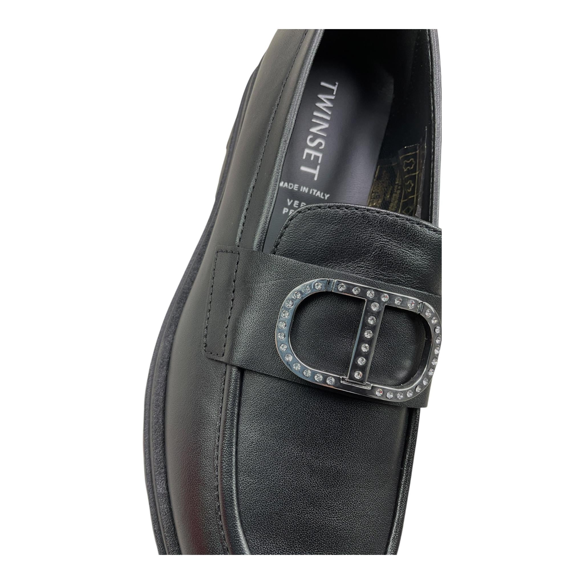 TWINSET mocassini tinta unita con logo Nero per Bambina 232GCJ066 NERO TWINSET