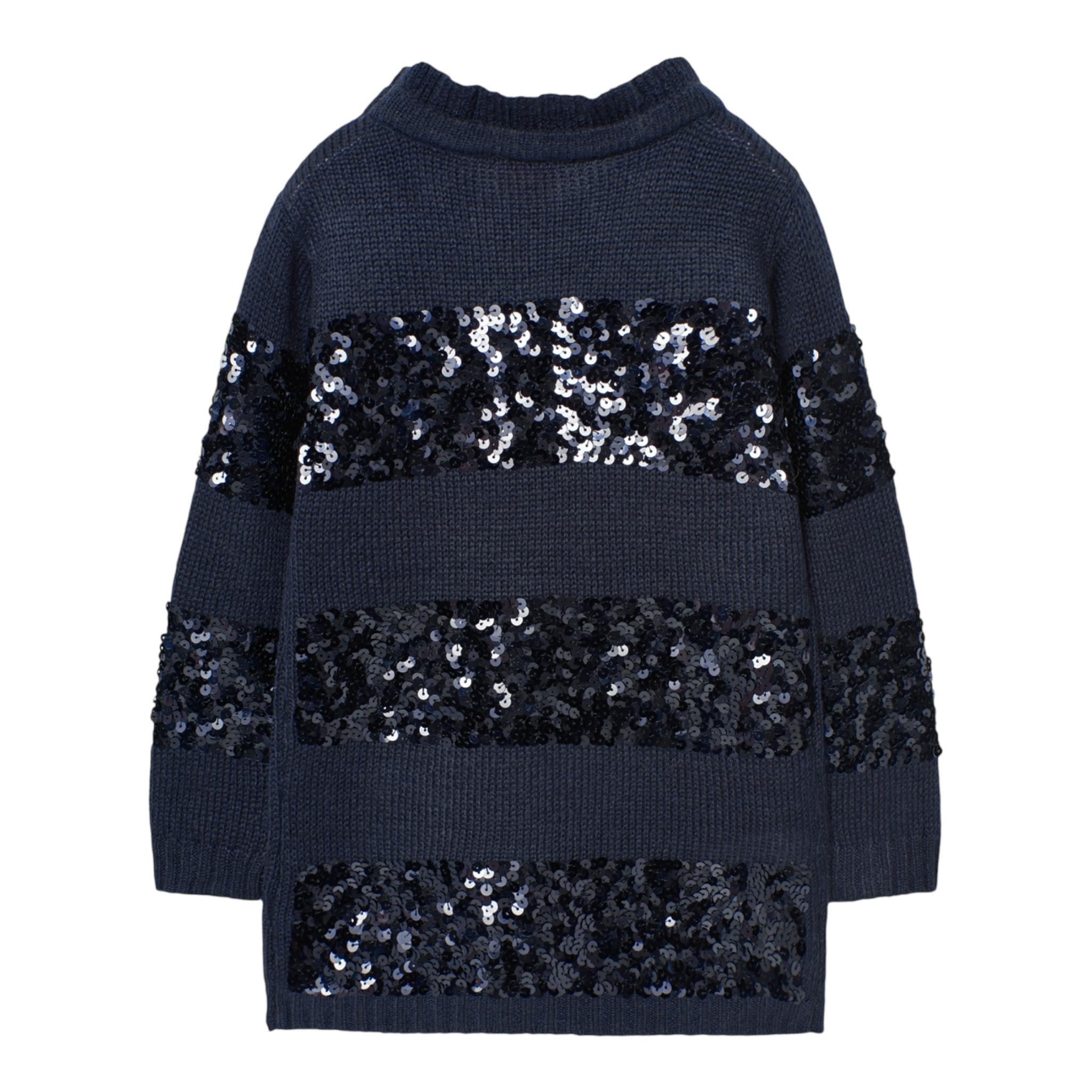 BOBOLI abito in maglia girocollo tinta unita cn paillttes Blu per Bambina 729244 BLU BOBOLI