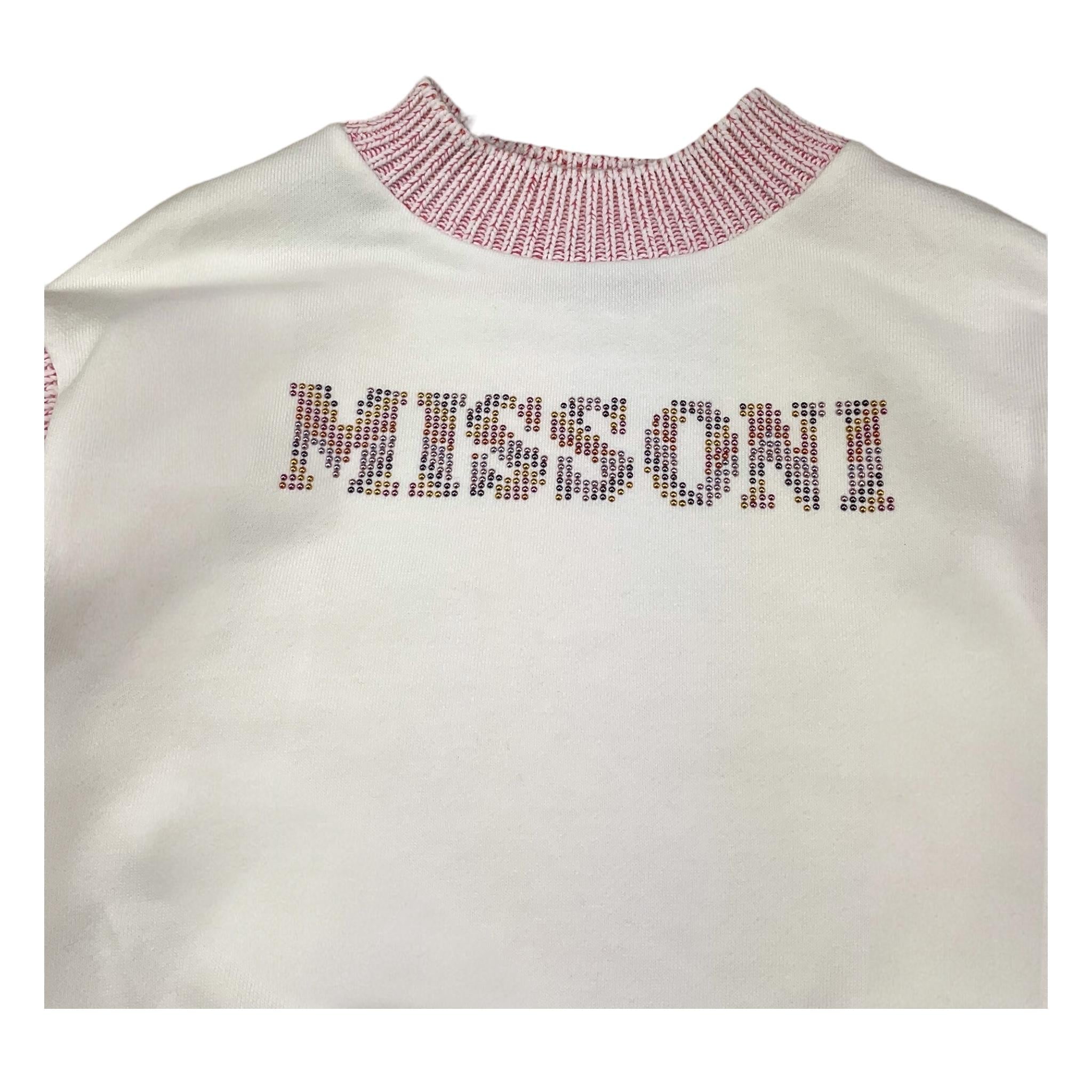 MISSONI abito manica lunga tinta unita con logo Bianco per Bambina MV1A70 BIANCO MISSONI