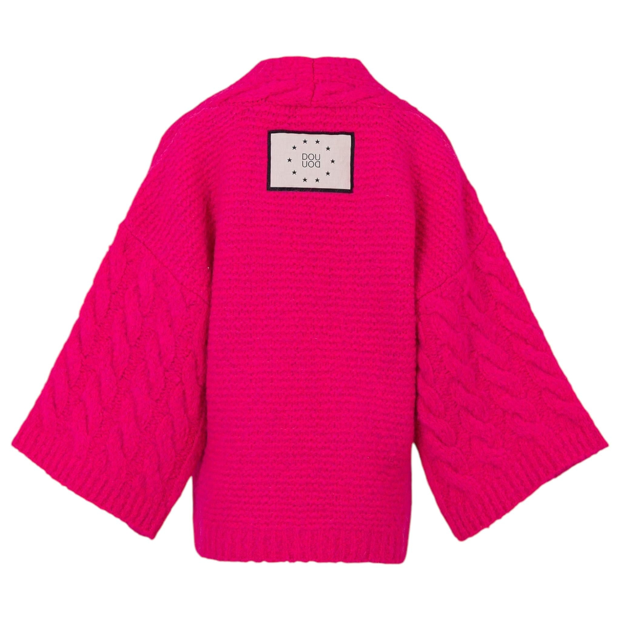 DOU DOU cardigan tinta unita manica larga Fuxia fluo per Bambina DV9A40 FUXIA FLUO DOU DOU