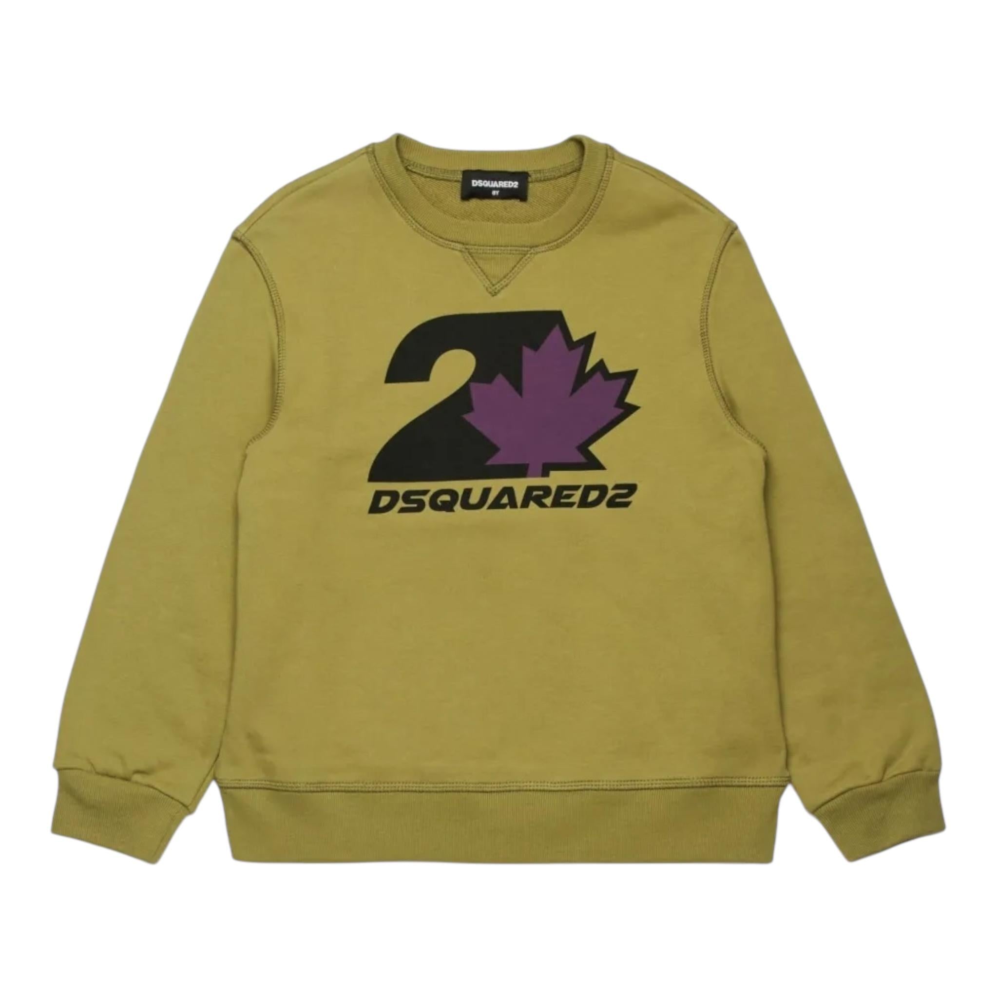 DSQUARED2 felpa girocollo tinta unita con stampa Beige per Bambino DQ2469 BEIGE DSQUARED2