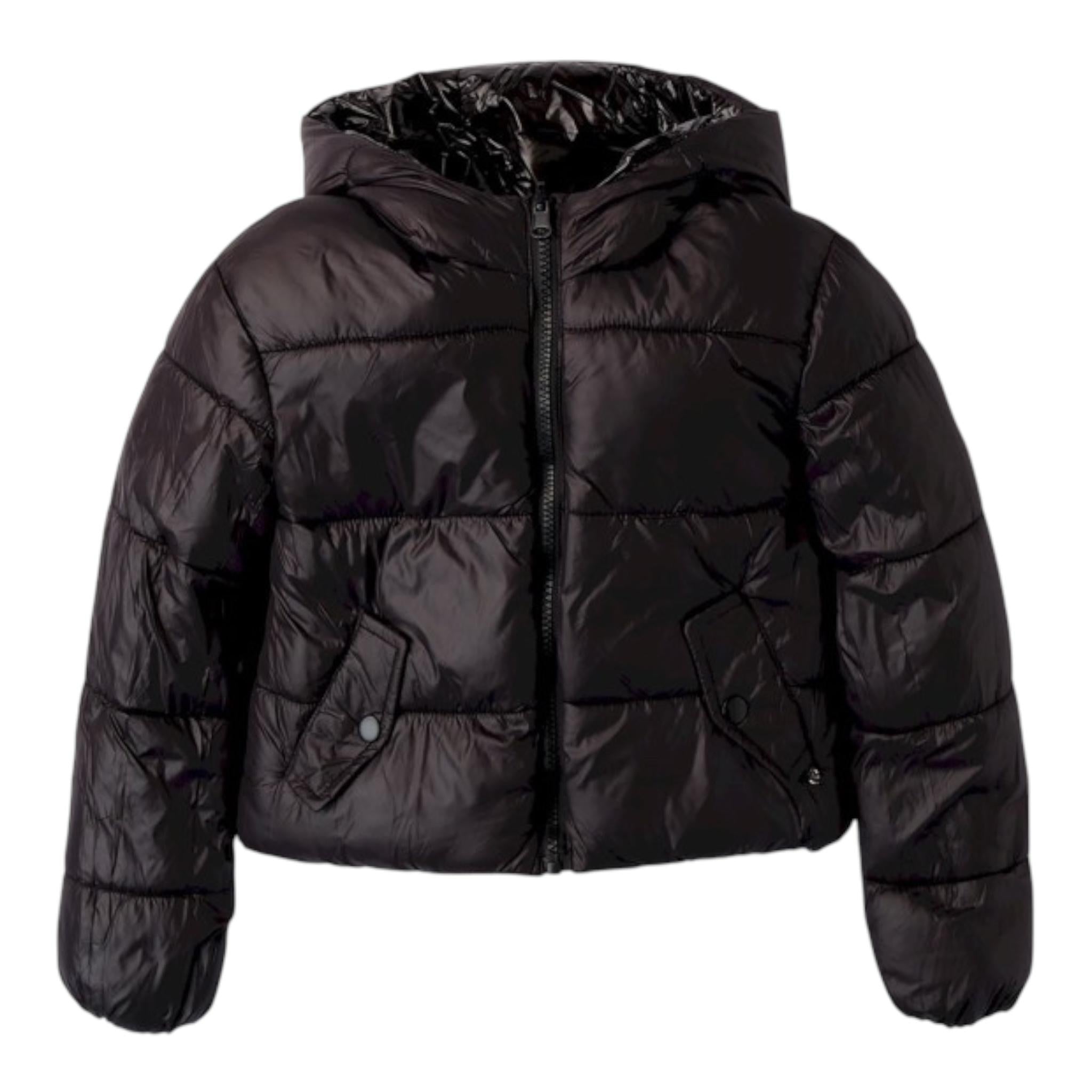 SARABANDA giubbino reversibile tinta unita con zip e cappuccio Nero per Bambina A623 NERO SARABANDA