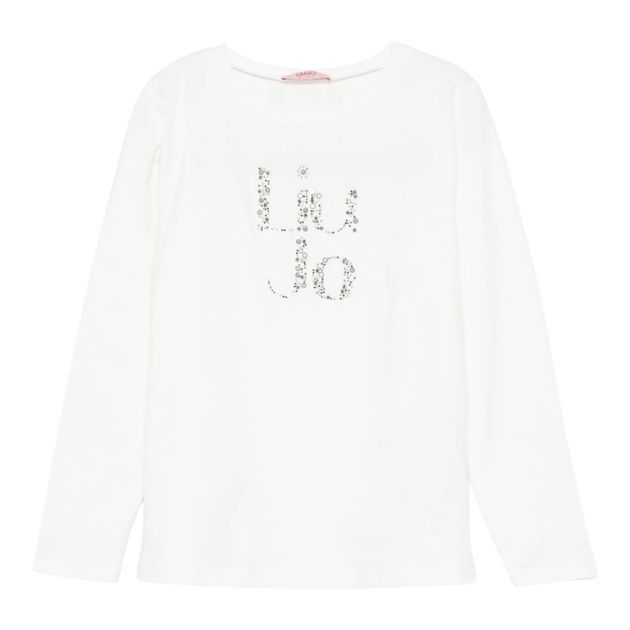 LIU JO shirt girocollo tinta unita con stampa e applicazioni Bianco per Bambina GF4093 BIANCO LIU JO