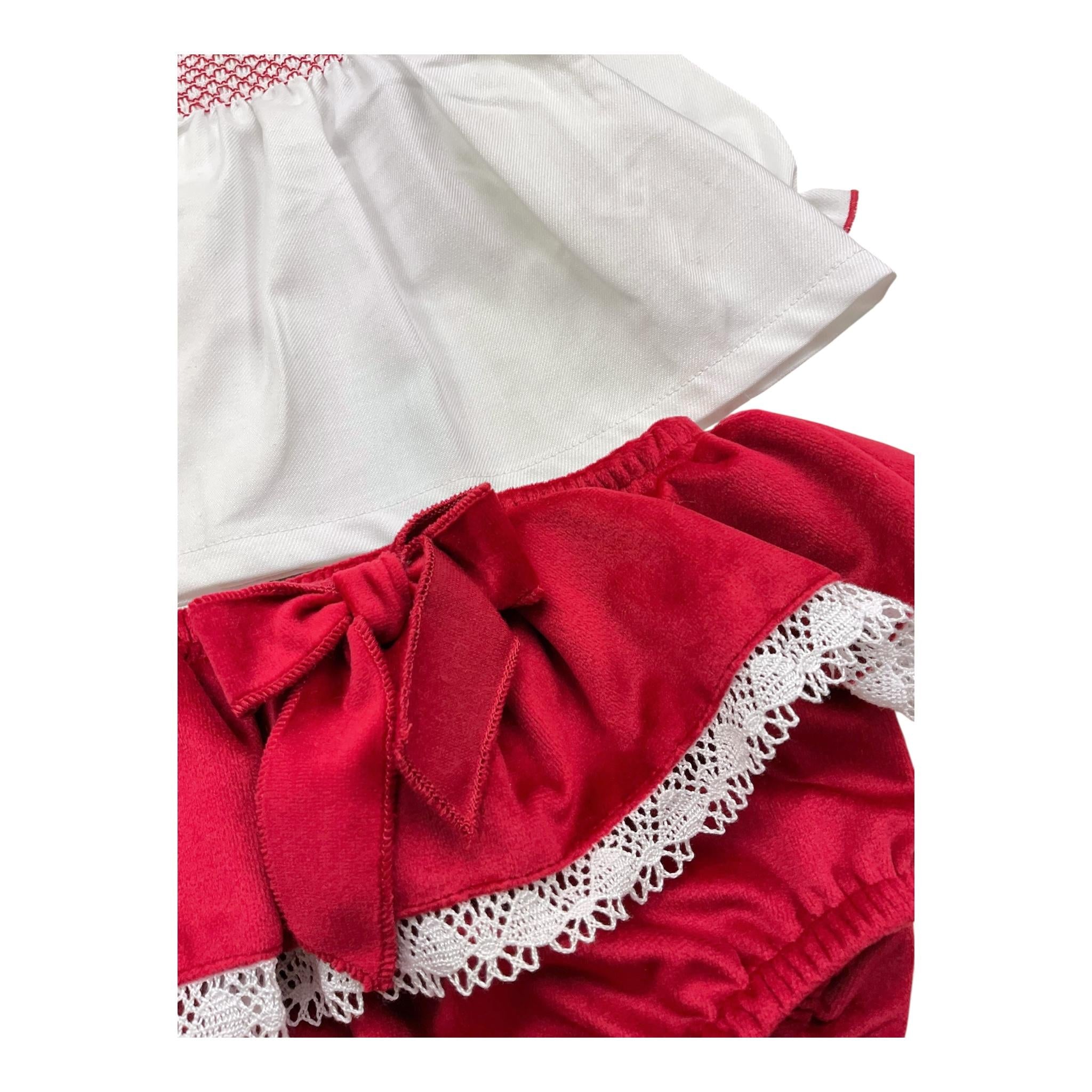 BABIDU completo 2pz bicolore camicia-coulotte Bianco/rosso per Neonata 41661 BIANCO/ROSSO BABIDU