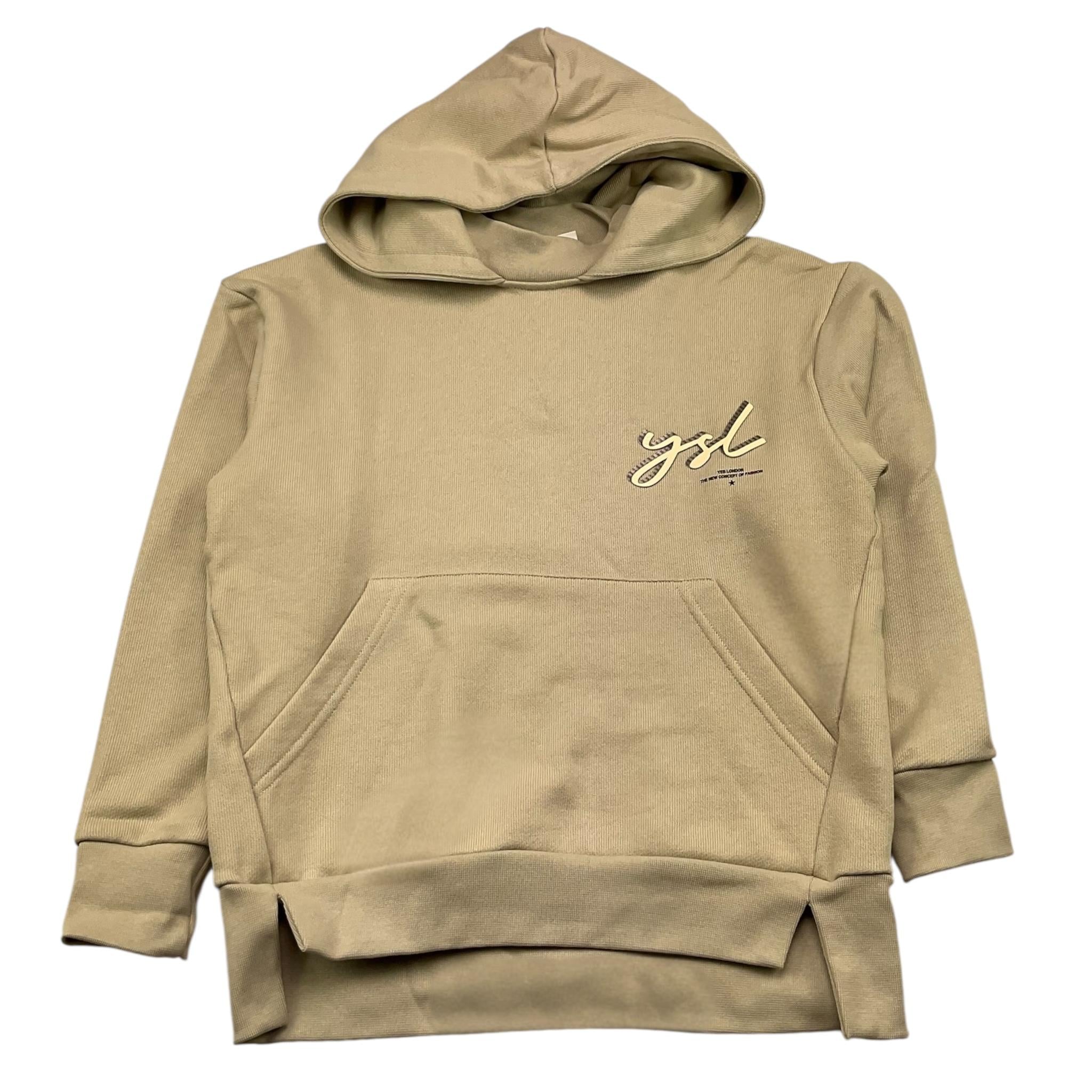YES LONDON felpa chiusa con cappuccio tinta unita con logo Beige per Bambino JR5082 BEIGE YES LONDON