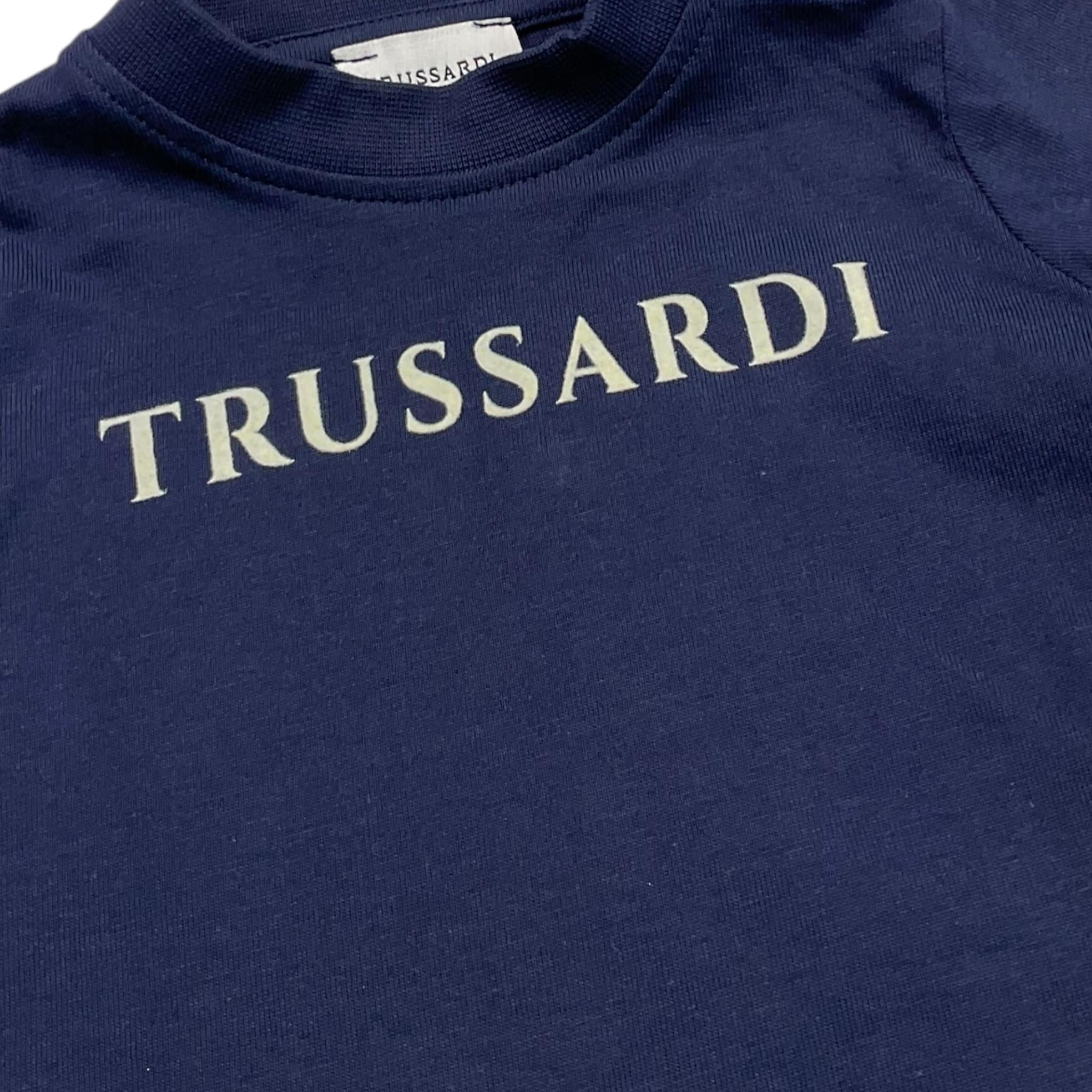 TRUSSARDI t-shirt girocollo tinta unita con stampa Blu per Neonato TIA25014TS BLU TRUSSARDI