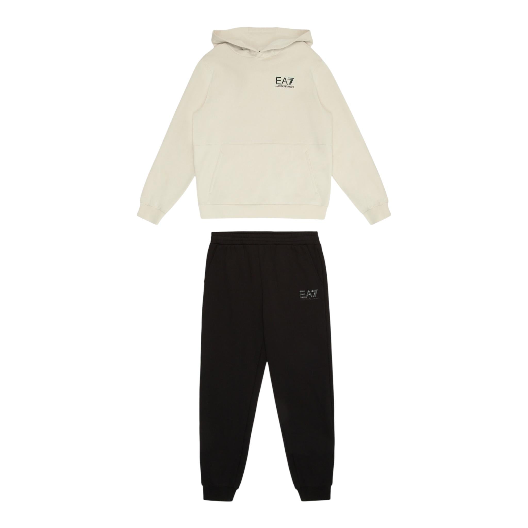 EMPORIO ARMANI completo 2 pezzi felpa-pantalone bicolore Panna/nero per Bambino 8NBV54 PANNA/NERO EMPORIO ARMANI