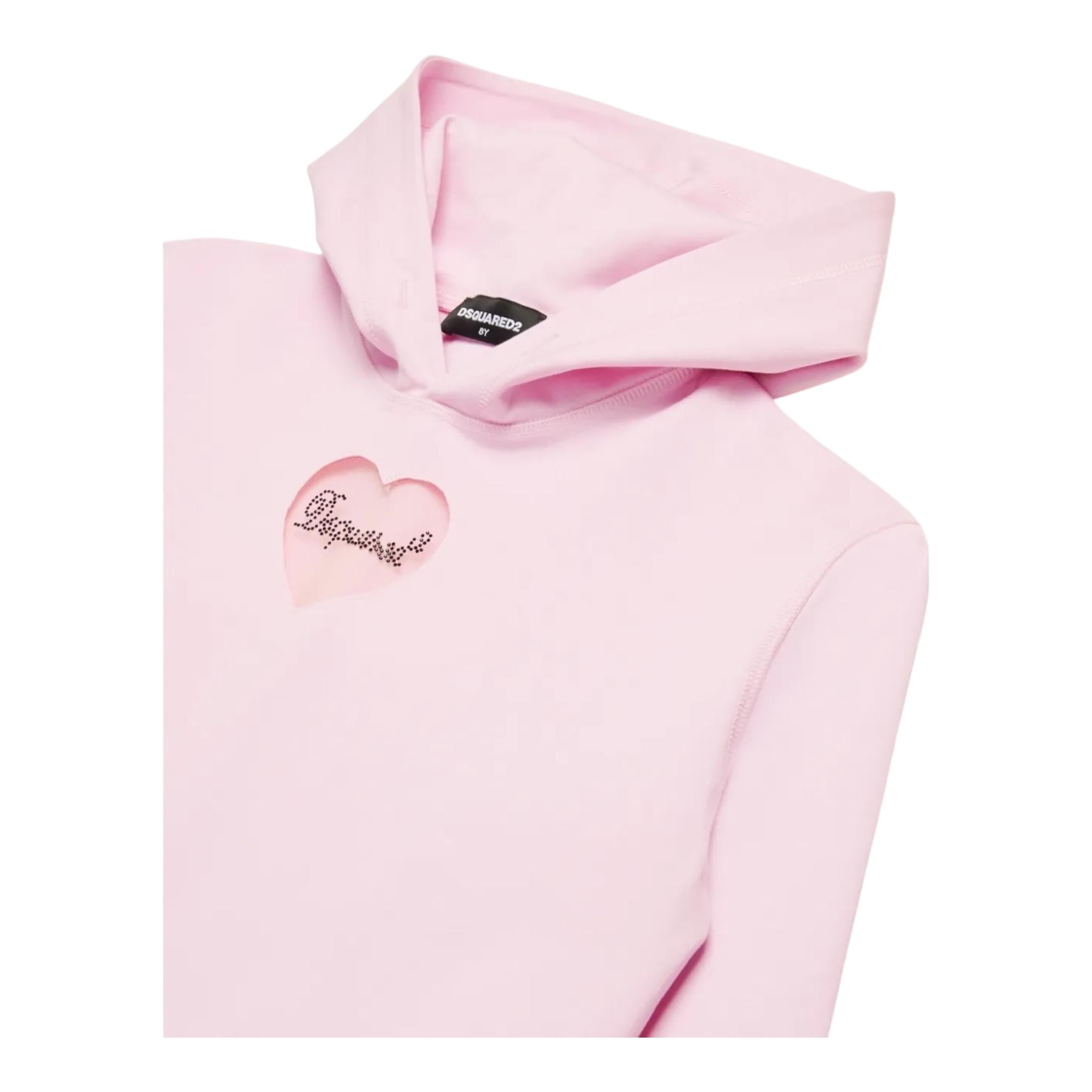 DSQUARED2 felpa tinta unita con cappuccio e stampa Rosa per Bambina DQ2581X ROSA DSQUARED2