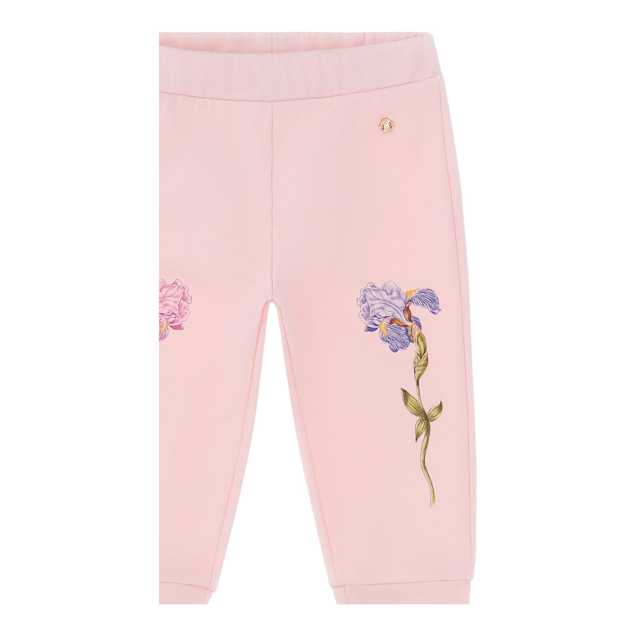 ROBERTO CAVALLI pantalone tuta tinta unita con stampa in contrasto Rosa per Neonata TJT203 ROSA ROBERTO CAVALLI