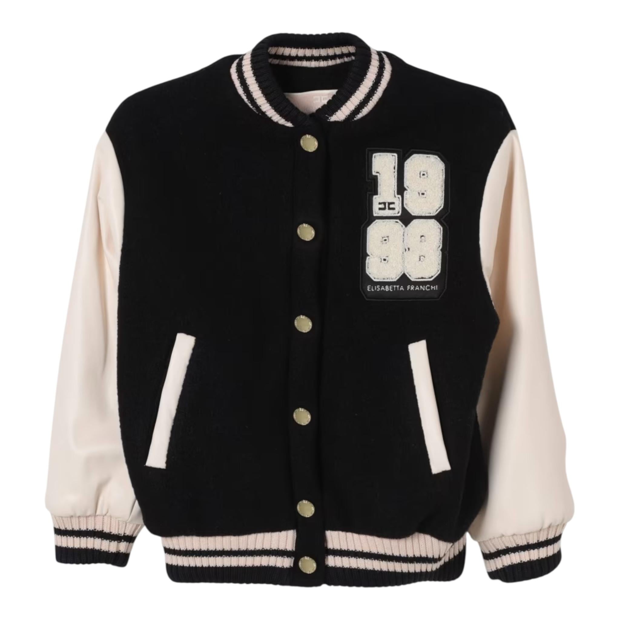 ELISABETTA FRANCHI bomber tinta unita con maniche in contrasto Nero per Bambina EFGB122 NERO ELISABETTA FRANCHI