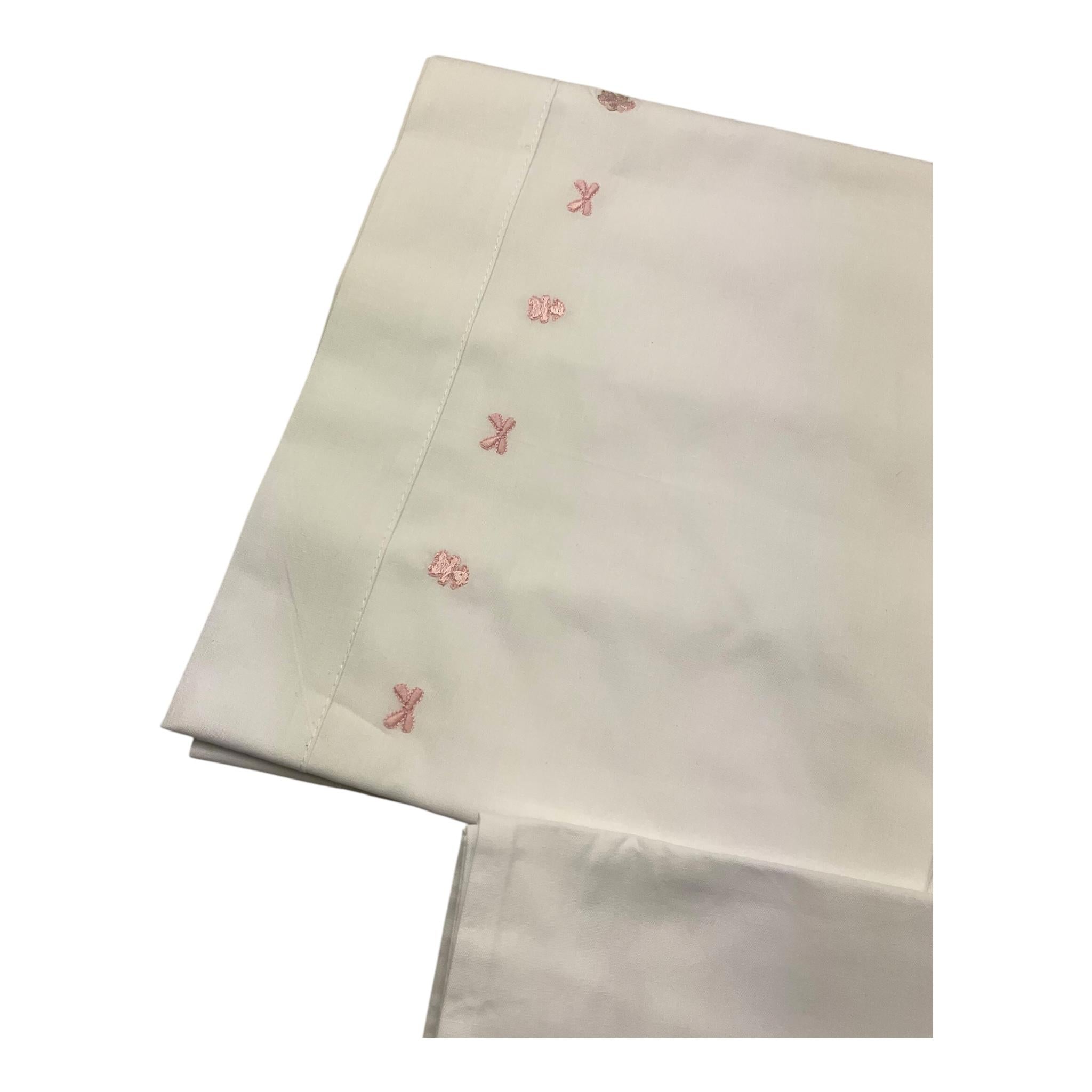 LE BEBE' set 3 pezzi lenzuola tinta unita cn ricami Bianco per Neonata LBG6004 BIANCO LE BEBE'