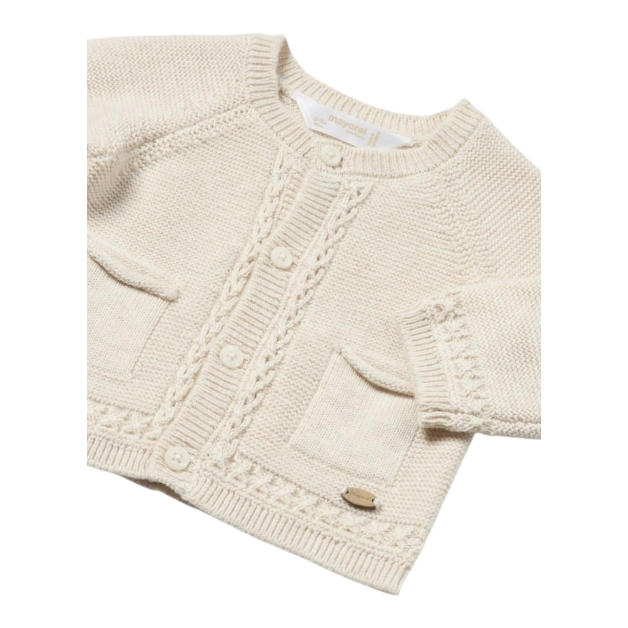 MAYORAL cardigan tinta unita traforato Panna per Neonato 2302 PANNA MAYORAL