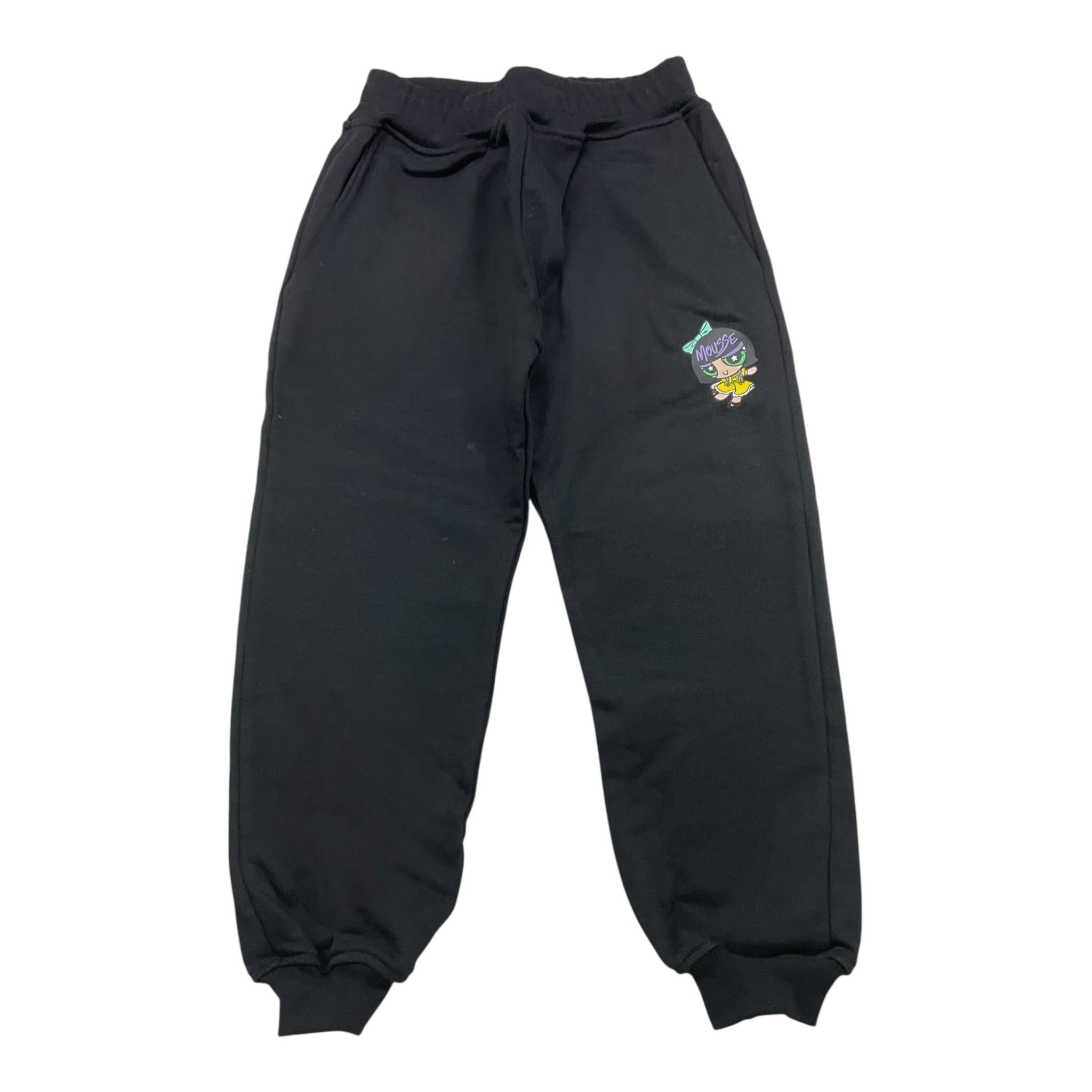 MOUSSE pantalone tinta unita modello tuta con stampa Nero per Bambina HKPG362B NERO MOUSSE
