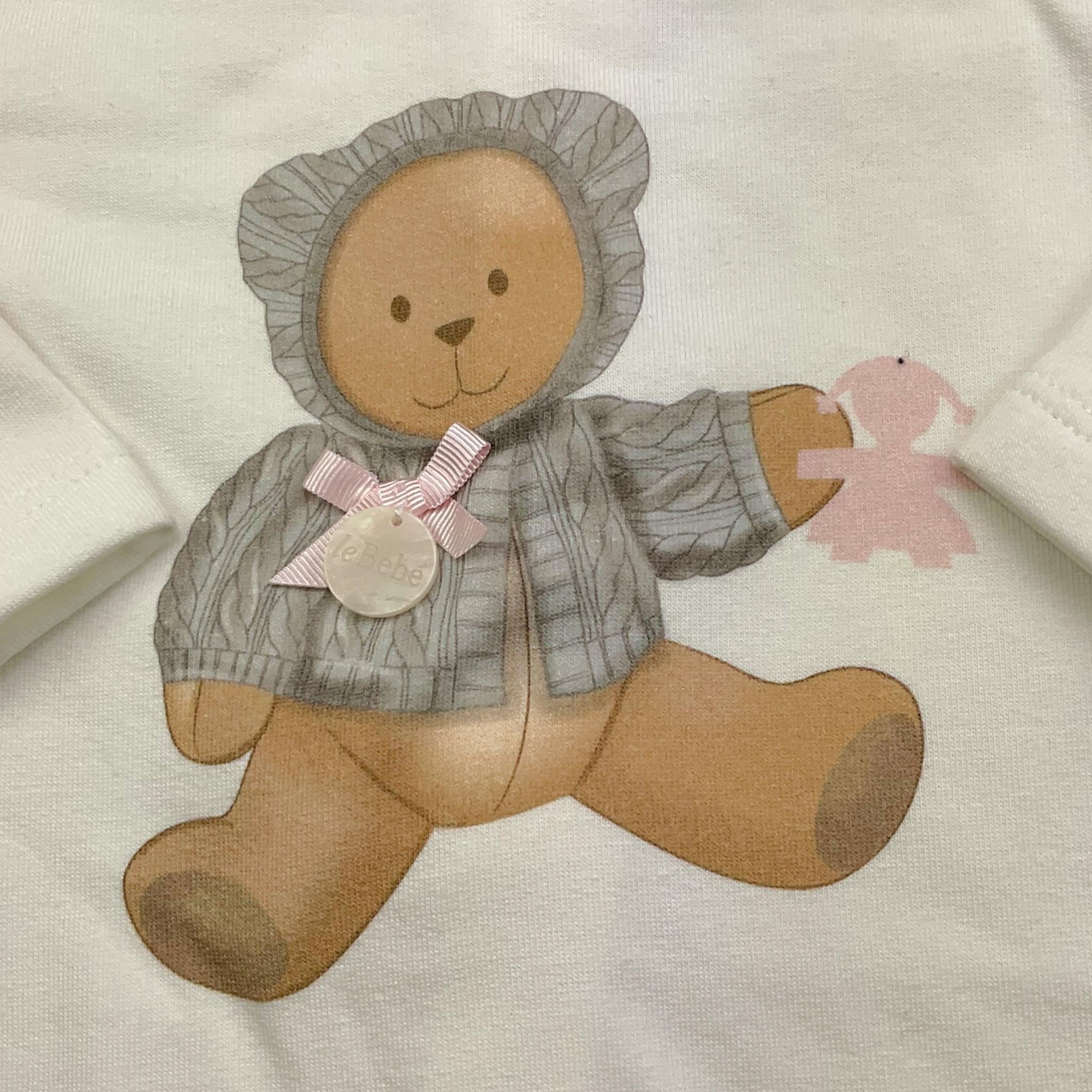 LE BEBE' tutina tinta unita con stampa orso Bianco per Neonata LBG4858 BIANCO LE BEBE'