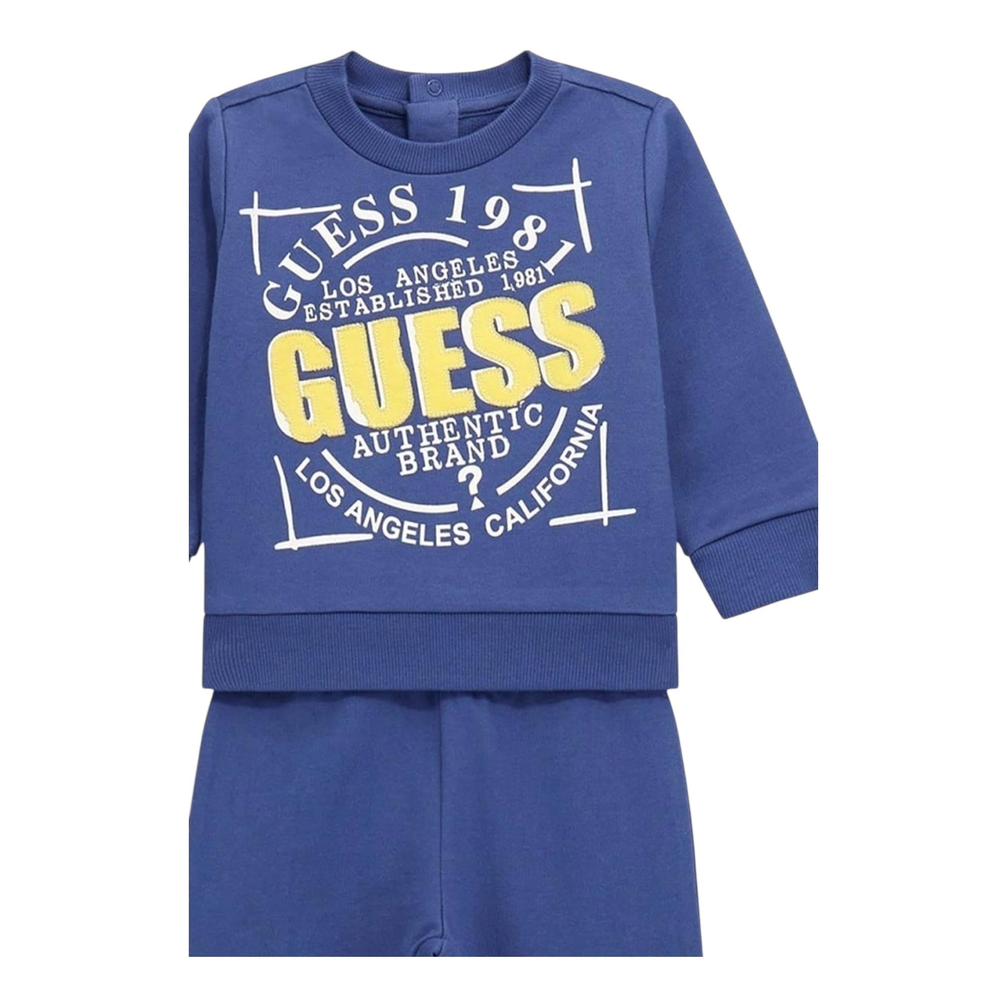 GUESS completo 2 pezzi felpa-pantalone tinta unita Blu per Neonato NY4G14KA6R0N BLU GUESS